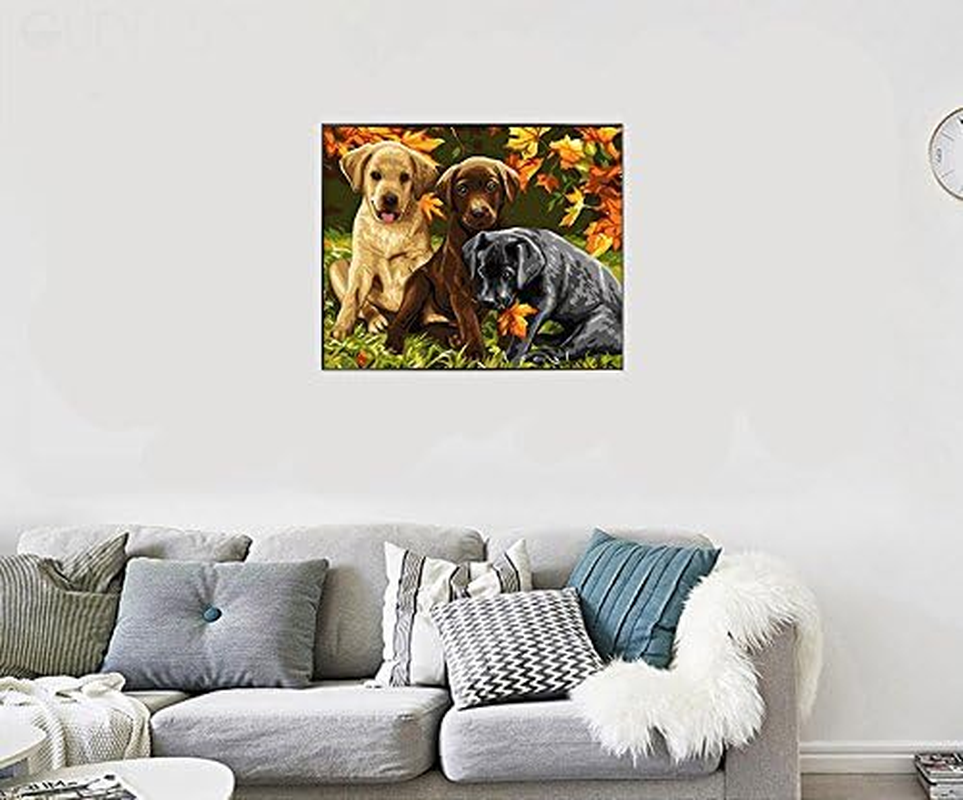 Paint by Numbers-Diy Digital Canvas Oil Painting Adults Kids Paint by Number Kits Home Decorations- Dogs 16 * 20 Inch image number 2