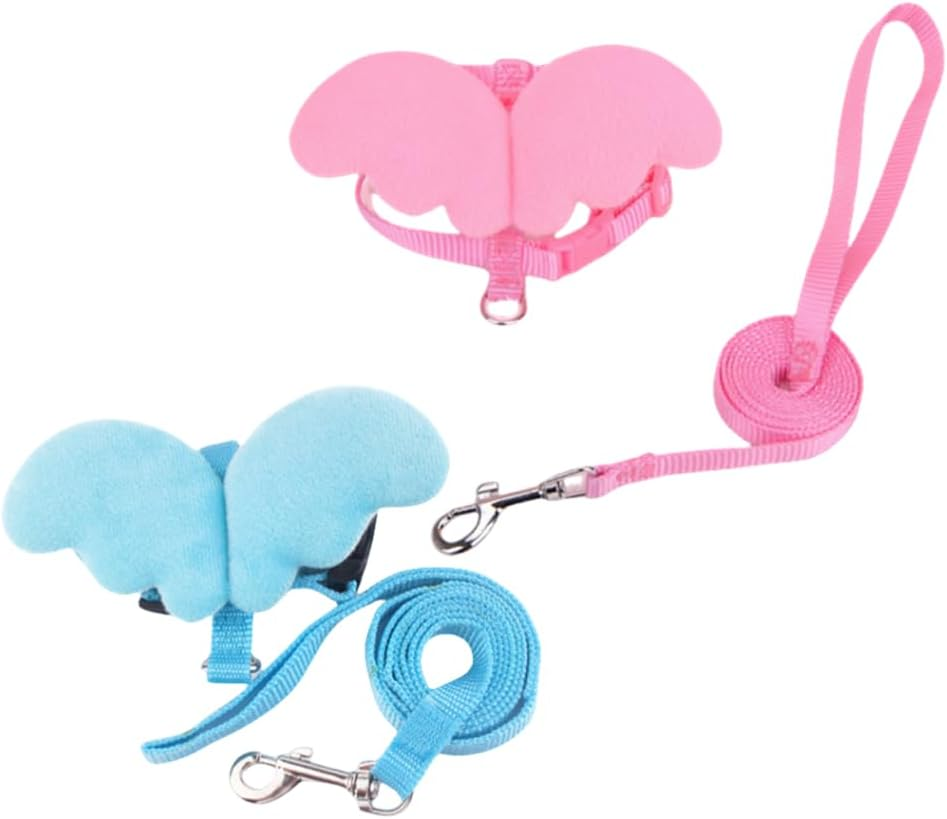 GYWHOOFT 2 Sets Rabbit Harness and Leash, Rabbit Leash Cat Escape Leash Bunny Traction Rope Travel Vest Rope Leash Pet Walking Rabbit Rope Travel Dog Harness Rabbit Traction Strap Puppy Harness image number 1