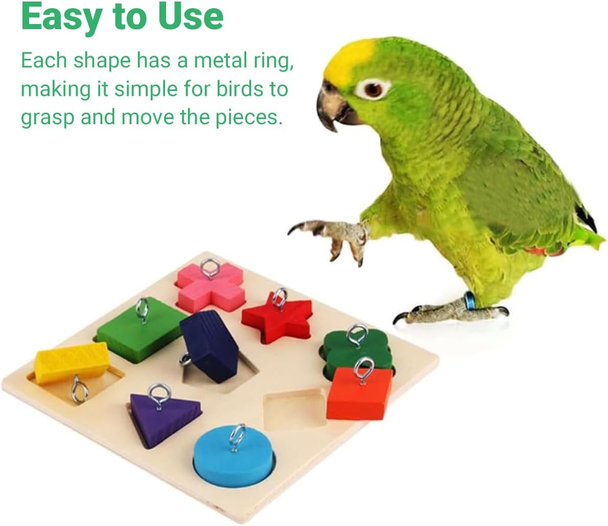 AIMALL Parrot Training Toy 9 Clocks Wooden Colour Blocks 5.9In &times; 5.9In Educational Bird Chew Toy DIY Metal Accessories for Parrot Intelligence and Play