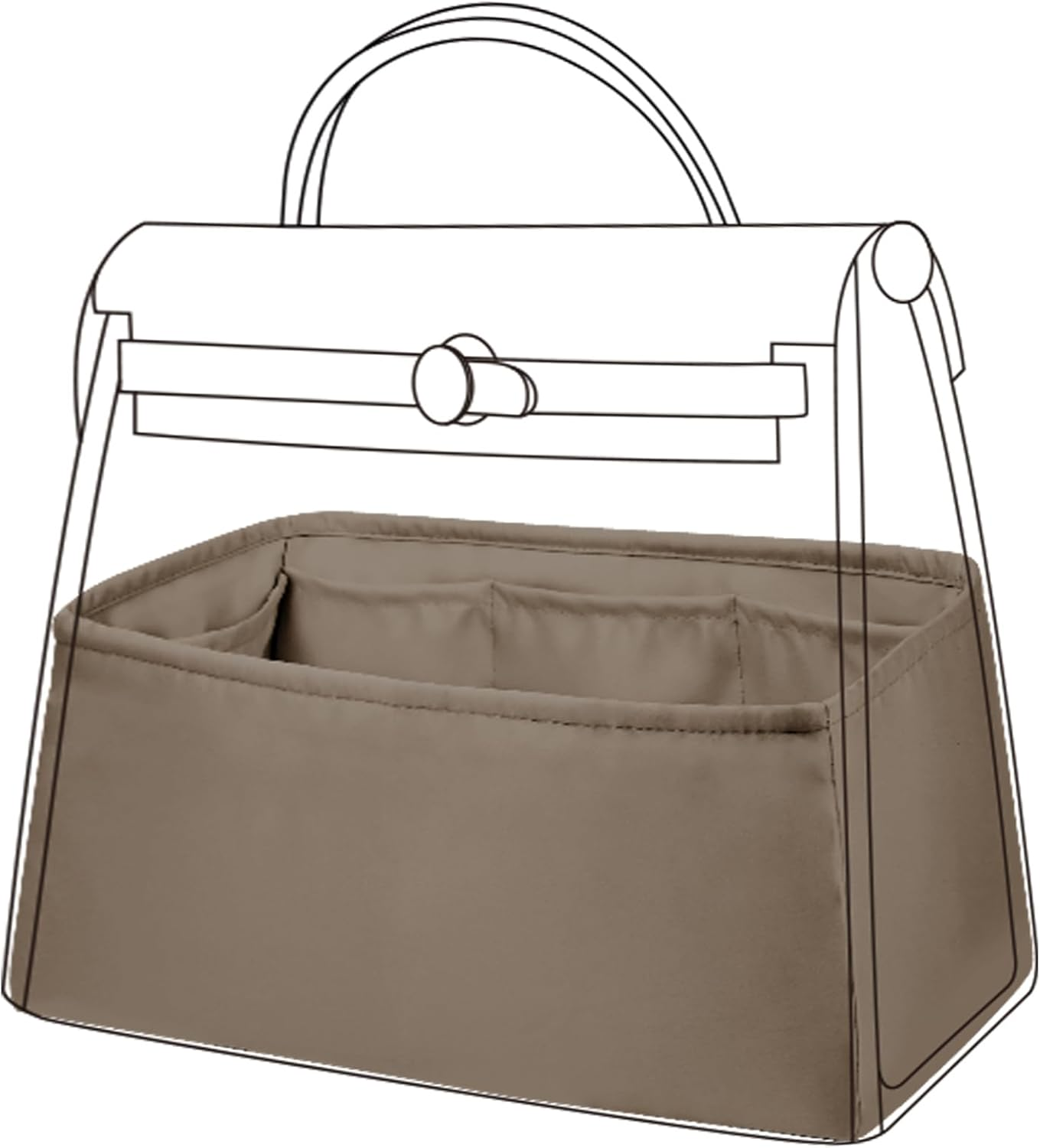 DGAZ Silk Purse Organizer Insert for Hermes Herbag 31/39/50 Bags, Luxury Handbag & Tote Organiser, Simplicity Bag Insert（Gold,Herbag31）