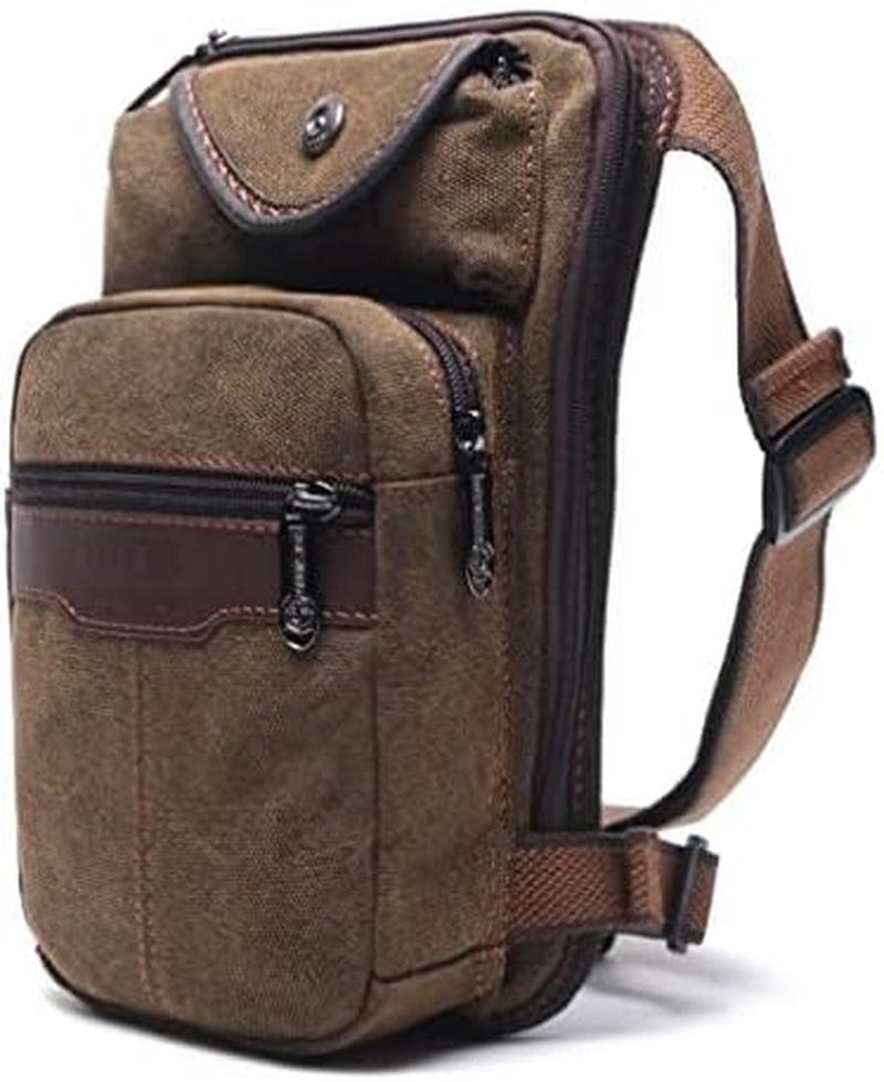 Canvas Thigh Drop Leg Bag for Men Outdoor Travel Hiking Climbing Tactical Military Motorcycle Bike Cycling Waist Fanny Pack Camping Casual Daypack