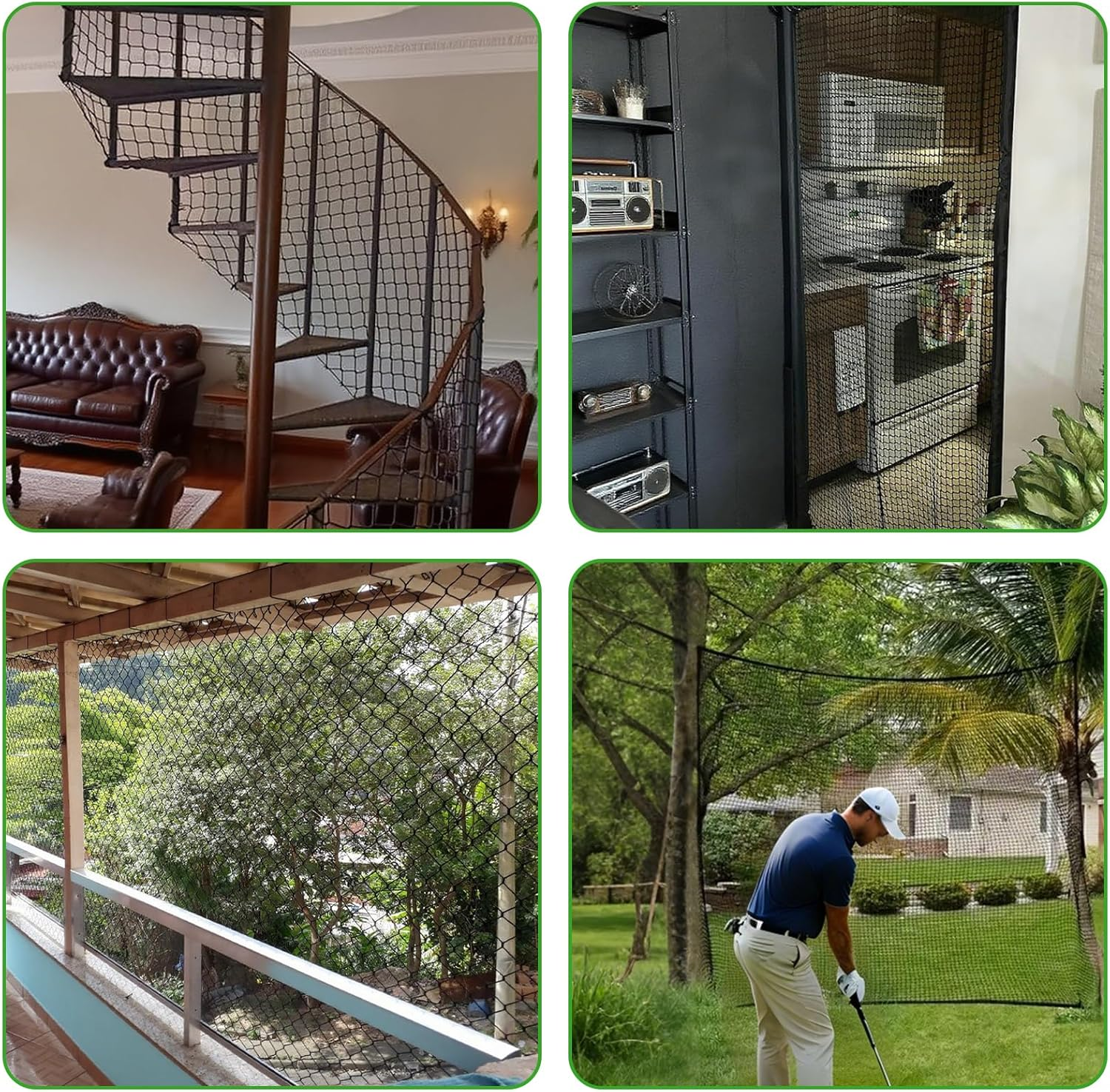 BERADNET Child Safety Net Protection Rope Net Safety Netting for Stairs Railing Balcony Cat Net Knotless Polyester Playground Safety Net Fence Net Black(1.5X2M)