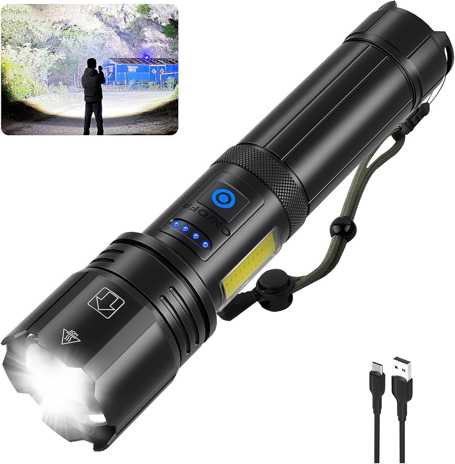 Sigoobal Flashlights High Lumens Rechargeable, 990000 Lumens Bright Flash Light, Powerful LED Flashlights, 15H Runtime, IPX7 Waterproof Flashlights for Home, Camping, 7 Modes