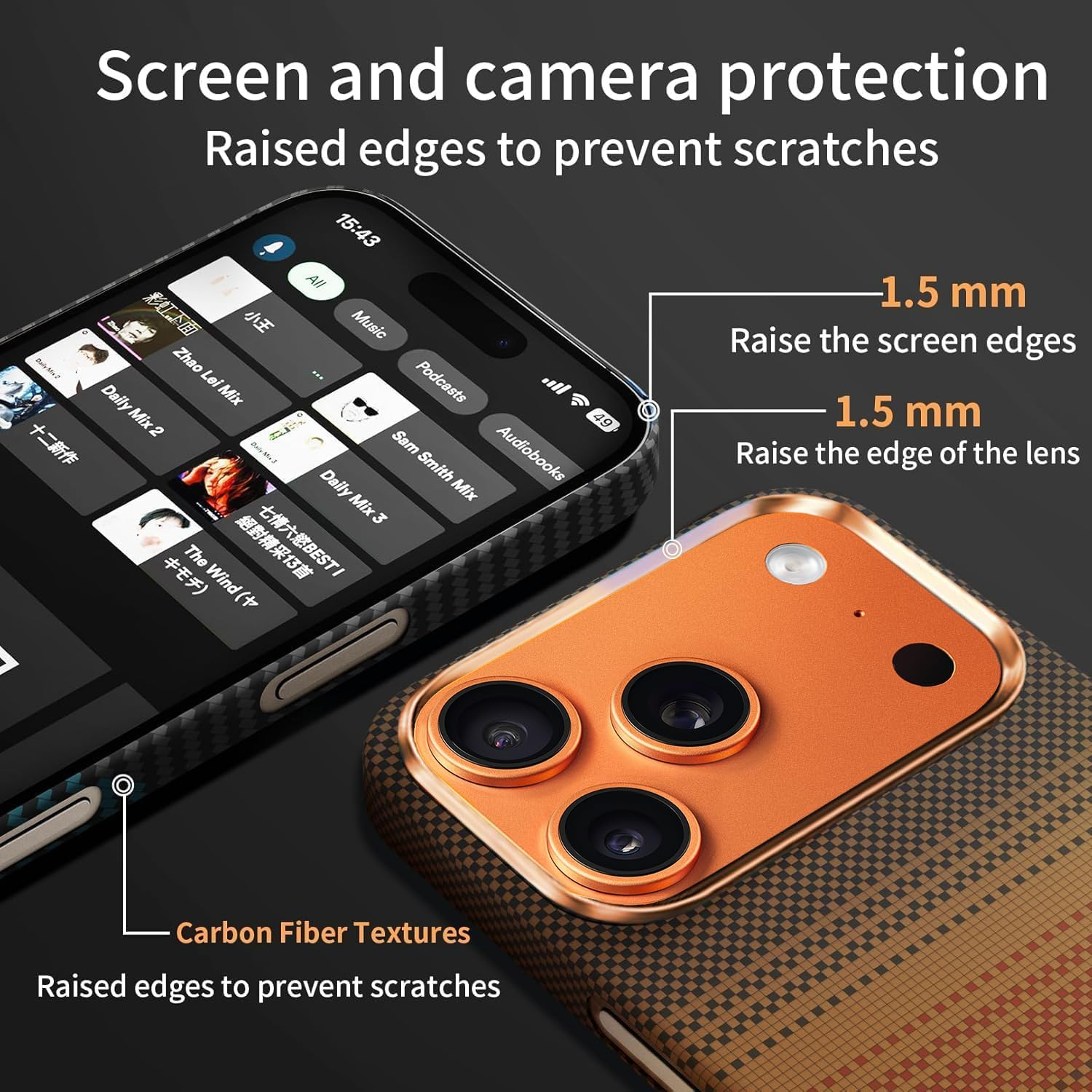 Case for Iphone 17 Pro Max: Business Men Slim Magnetic anti Fall Cover (Compatible with Magsafe) - 1500D Aramid Fiber Textures Design Thin & Light Cover with a Caseless Feel - 6.9 Inch (Sunset Gold) image number 2