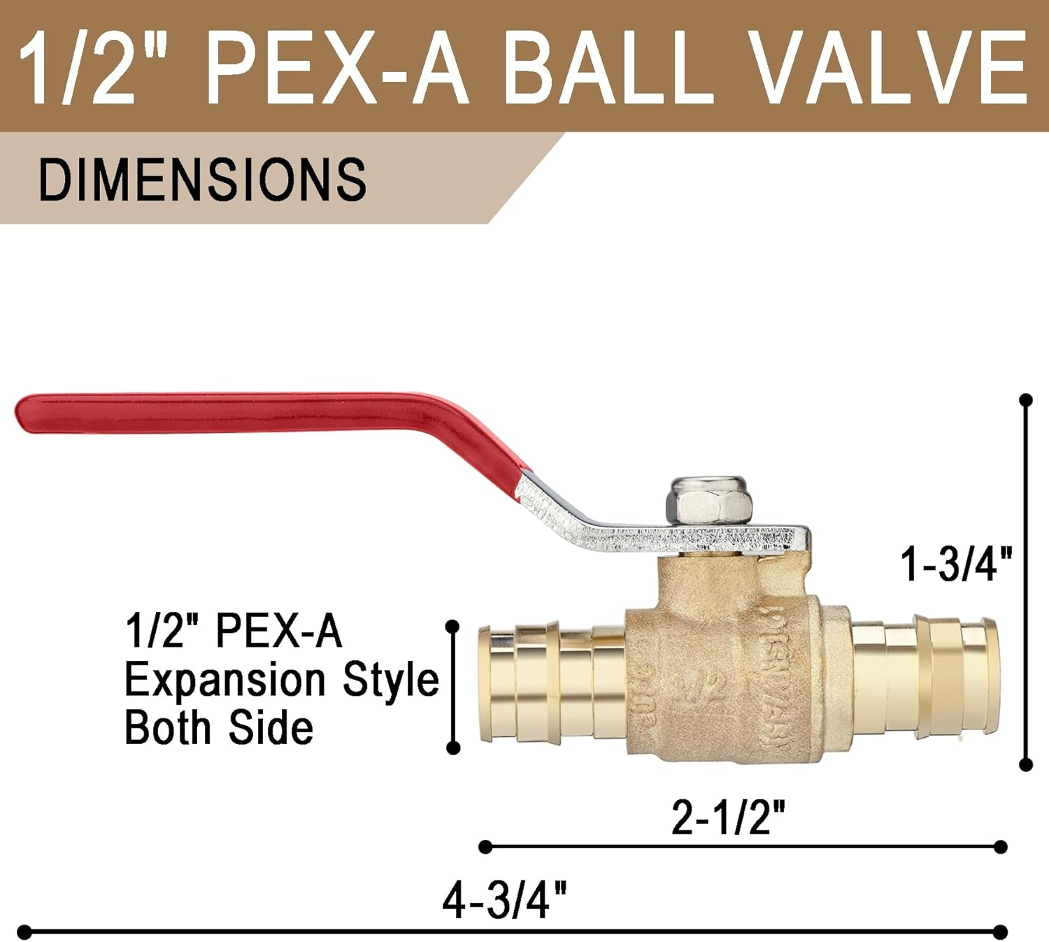 [4 Pieces] Lingmfg 1/2" PEX-A Expansion Ball Valve Shut off Valve LING-BV1-1/2F1960-4 image number 4