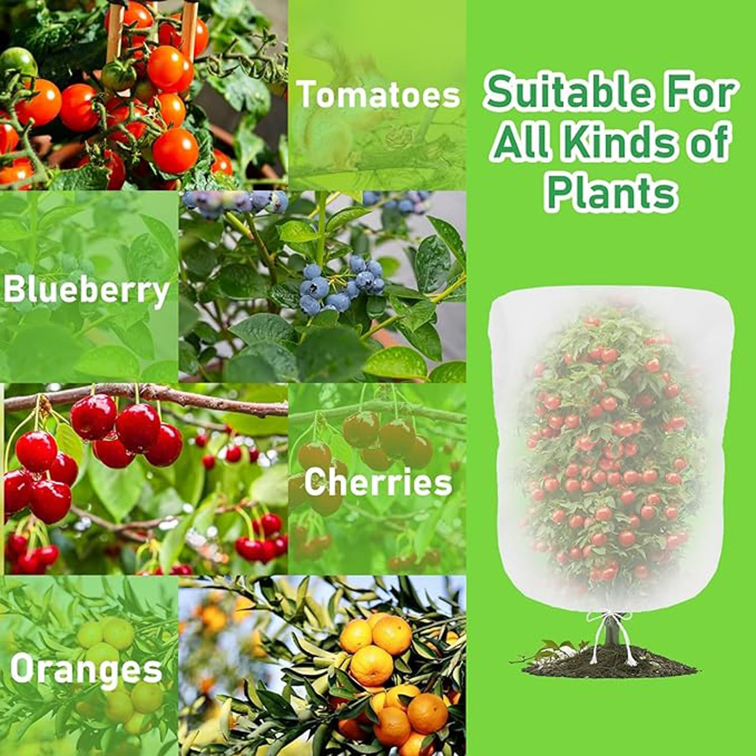 3 Packs Garden Plant Netting Blueberry Bushes Protection Netting Covers Bags, Tomato Fruit Trees Protective Cover Garden Plant Netting Covers Bags Plant from Insect Bird Eating 4.92X3.4 FT image number 2