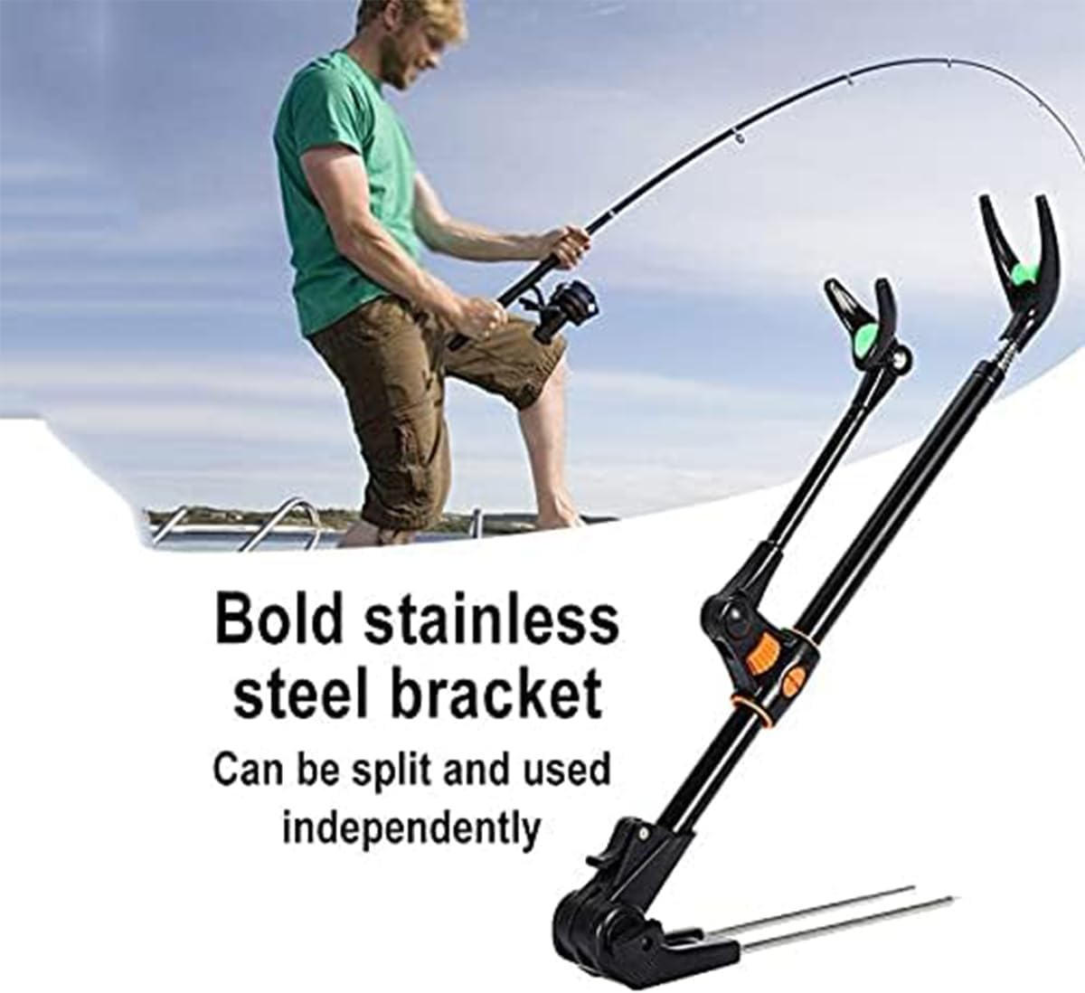 AIMALL Adjustabl Fishing Rod Holder with Telescopic Design, Stainless Steel Bracket, and Ground Insertion for Bank and Platform Fishing image number 4