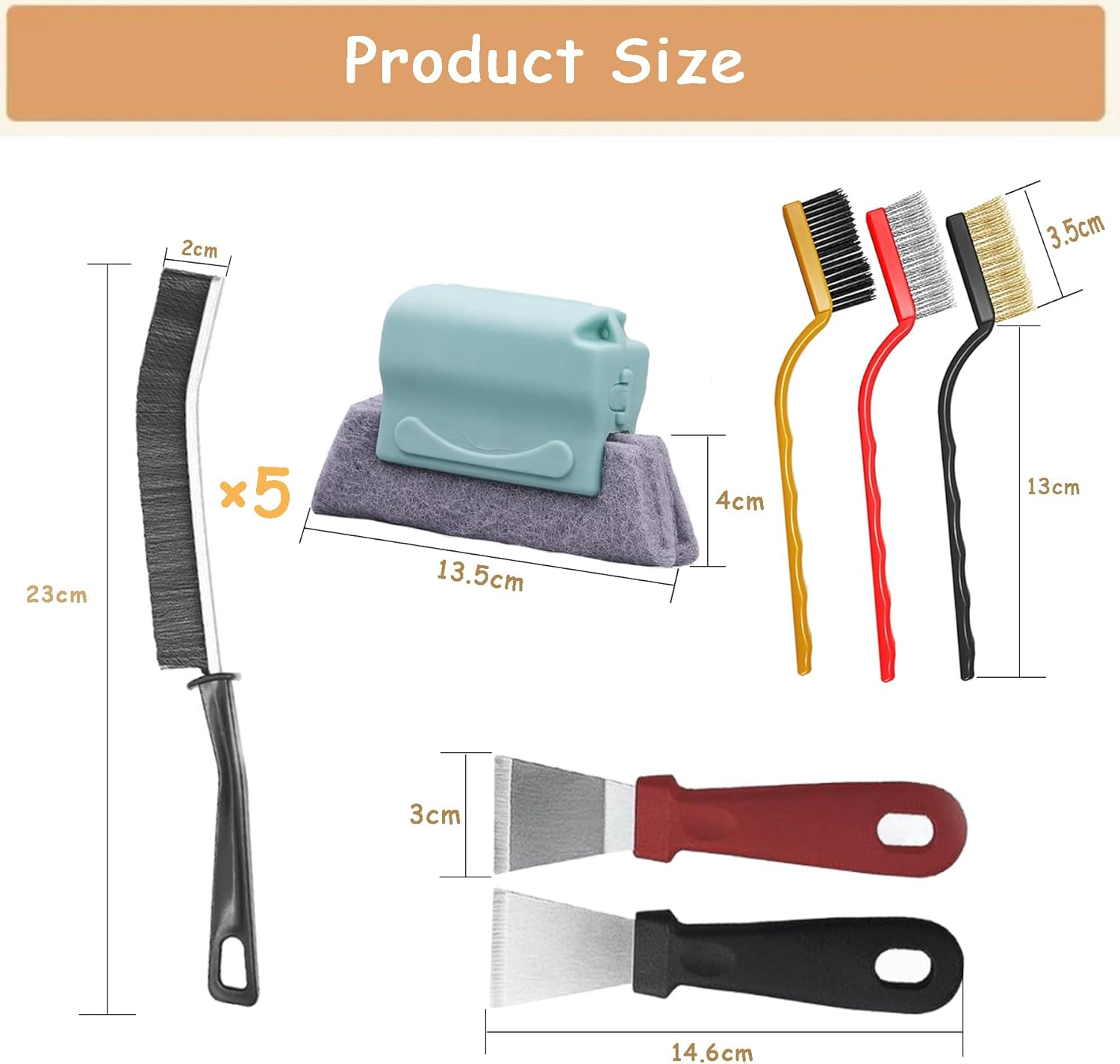 Wakouter Crevice Cleaning Brushes, 11 Pcs Multifunctional Gap Cleaning Scrub Brush, Cleaner Scrub Brush Tool for Tight Space, Cleaning Supplies for Bathroom,Faucets, Kitchen, Toilet, Window image number 3