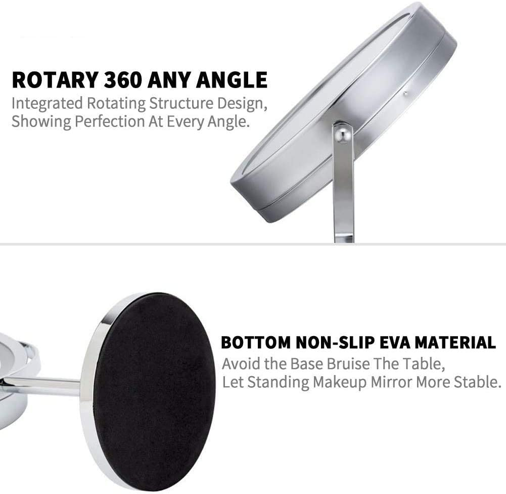 Wowcook Lighted Magnifying Mirrors - 1X / 10X Magnification Eye Makeup Mirror with Light - Touch Screen Adjustable LED Light Polished Chrome 7 Inch Makeup Magnify Mirror image number 3