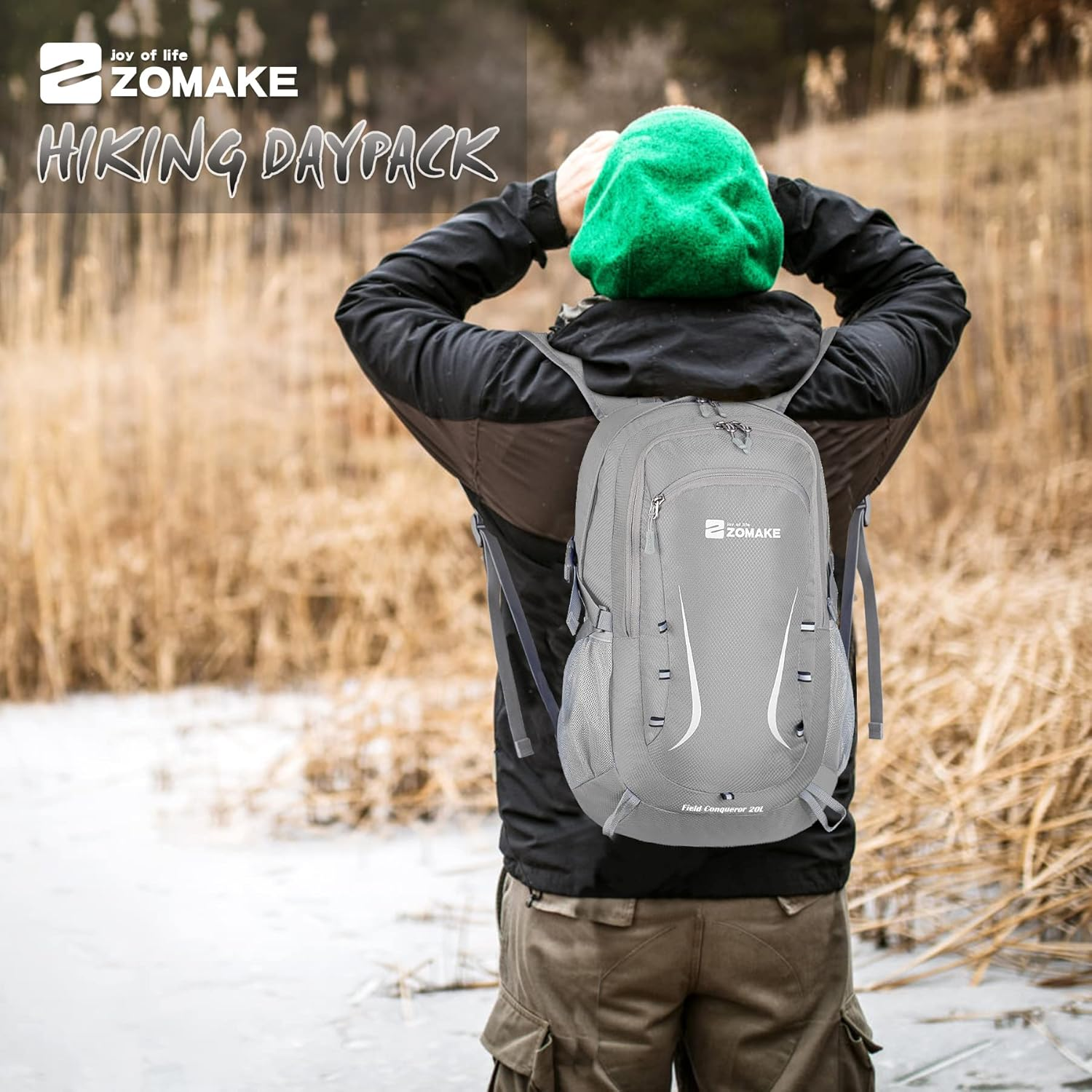 Zomake Foldable Backpack - Lightweight Packable Hiking Packs 35L, Waterproof Daypack for Travel, Outdoor Camping and Daily Use - Grey image number 7