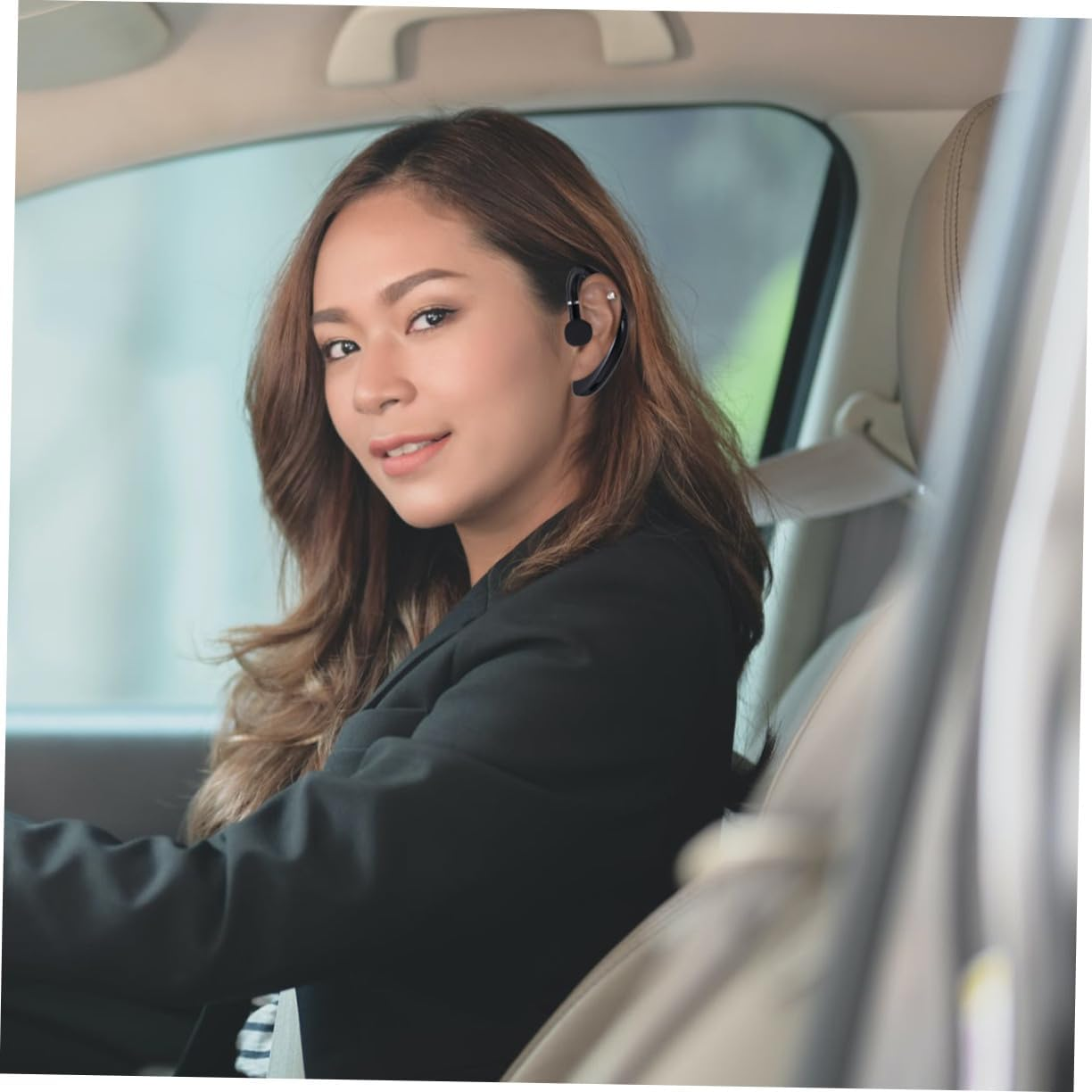 Gadpiparty Wireless Earphone Wireless Earpiece with Earhook for Driving and Workout, Single Side Wireless Earbud Long Battery Life, Business Style Black for Office and Sports Use image number 3