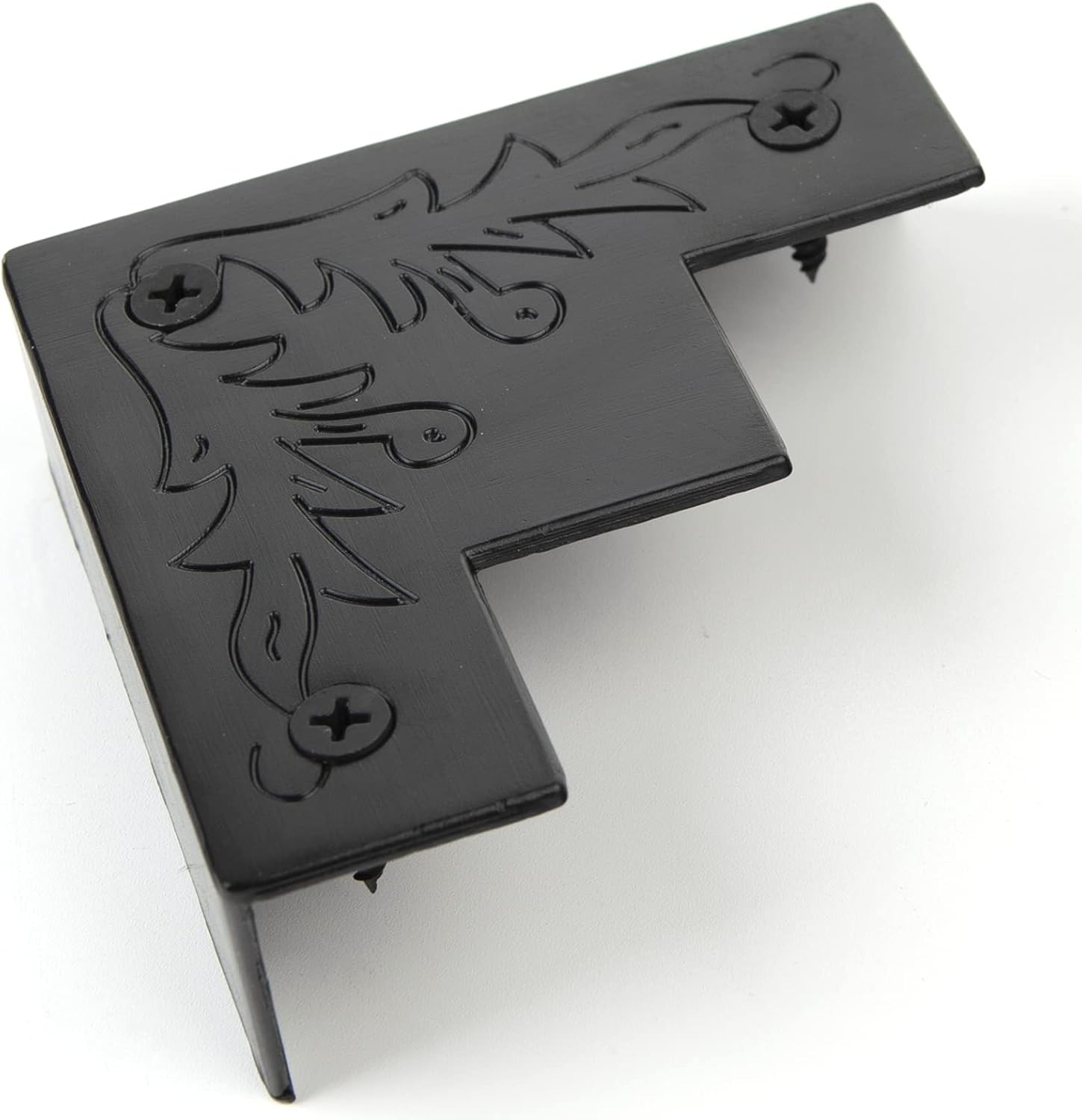 85MM Decorative Corner Brackets for Wood Furniture 4 Pack, Large Black Metal Corner Protector for Sliding Barn Door Table Desk Antirust Zinc Alloy Cover Guard with Screws image number 3