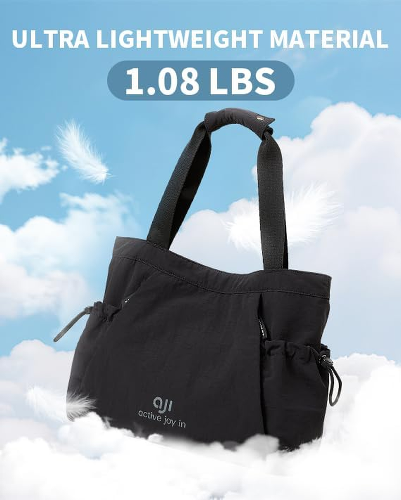 AJI Tote Bag Gym Tote: Tote Bags Women - Large Laptop Tote Bag Fit 15.6 Inch - Travel Bag Casual Tote Crossbody Women'S Handbags & Shoulder Bags - Water-Resistant Sports Tote Bag - Mousse Black image number 5