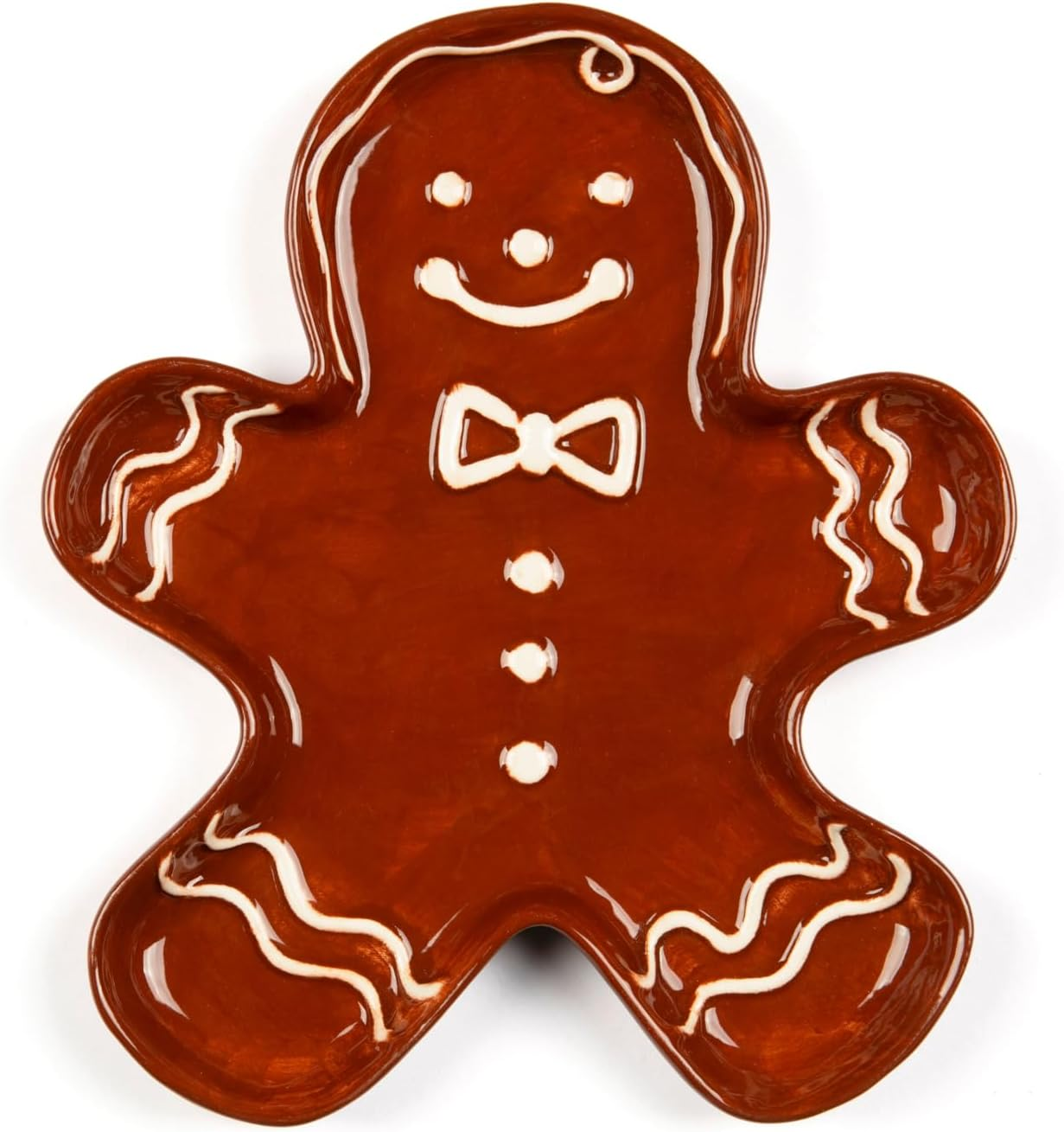 Excelsa Wonderful Ginger Gingerbread Man Ceramic Christmas Serving Plate - Hand Decorated image number 1