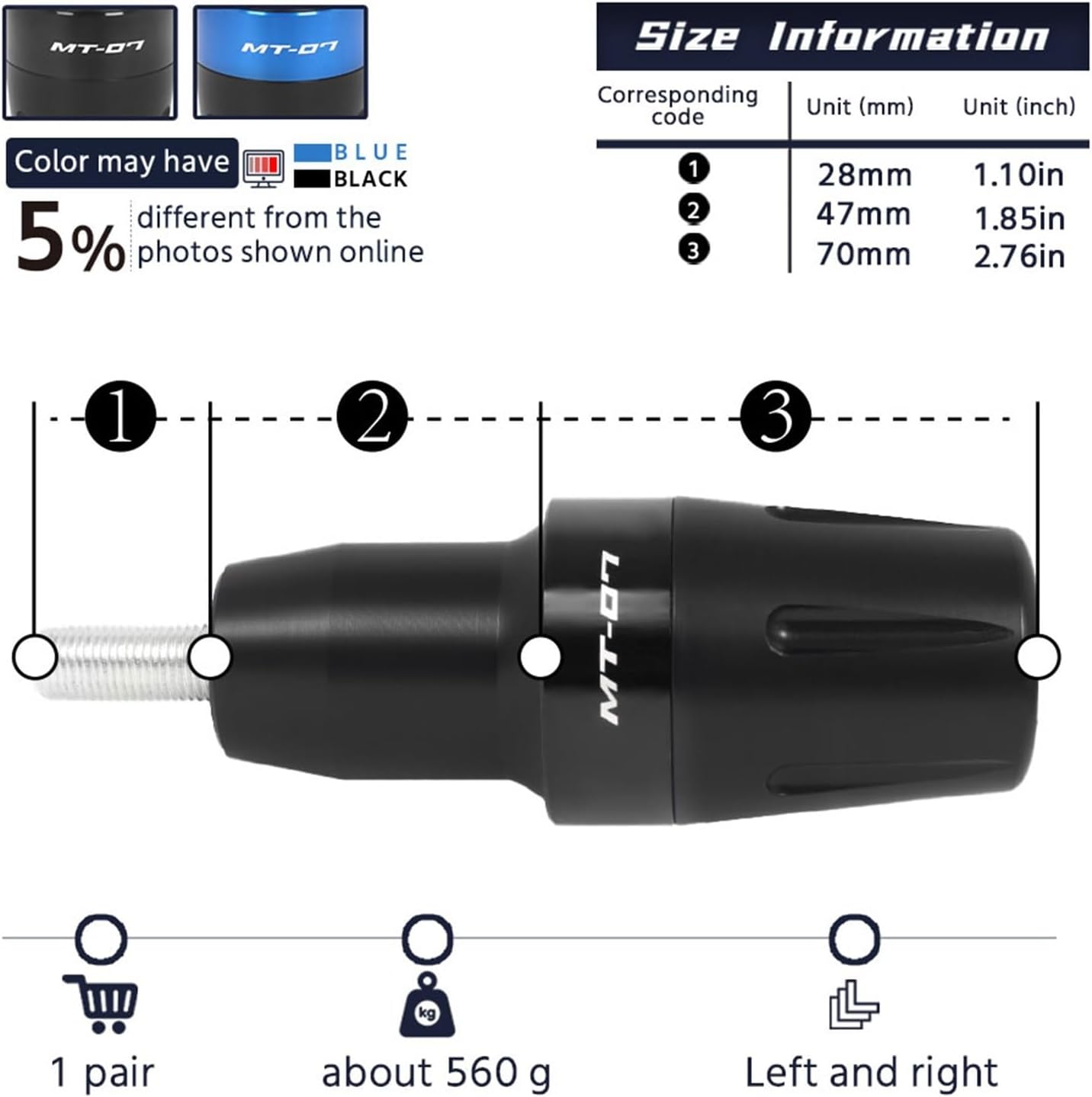 Motorbike Frame Sliders for Y┐AMAHA MT07 Tracer 700/GT 7 FZ07 Motorcycle Accessories Falling Protection Engine Pad MT-07 Frame Sliders Crash Protector (Color : Blue) image number 1