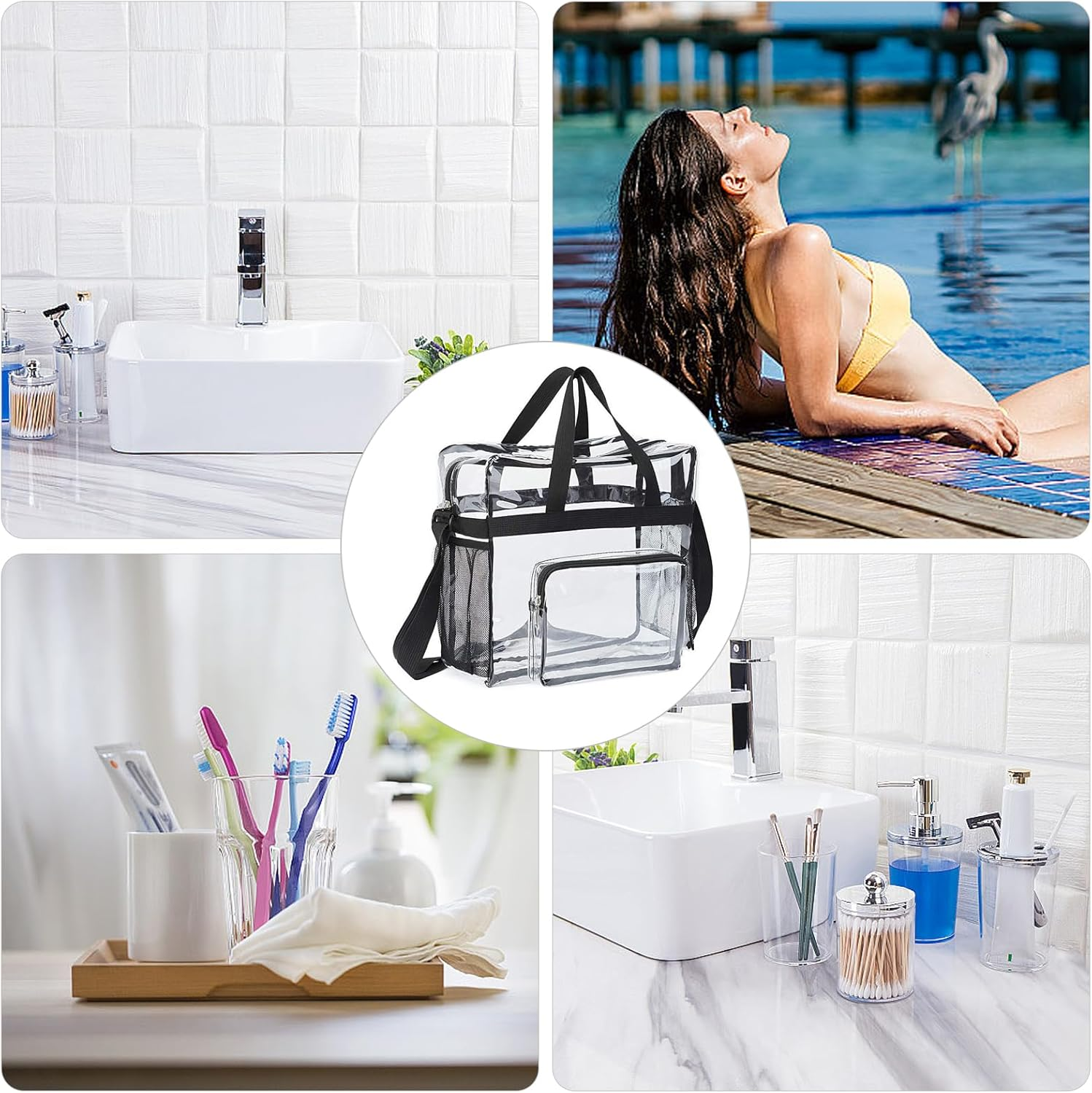 Toiletry Bag Clear Travel Toiletries Bag Mens Toiletry Bags for Women Extra Large Wash Bag Airport Security Liquids Bags Transparent Bag Waterproof Cosmetic Makeup Bags for Women and Men, Black