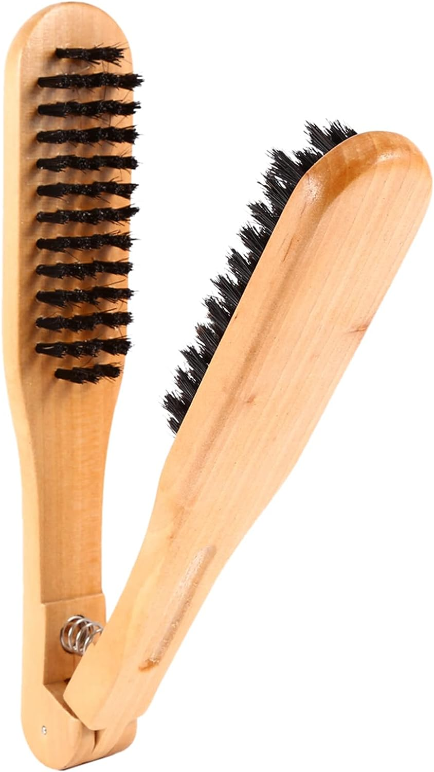 Alvinlite Double Sided Boar Bristle Hair Straightener Brush Comb, Wooden Handle, anti Static, Suitable for Straight Hair, Professionals & Personal Use image number 3