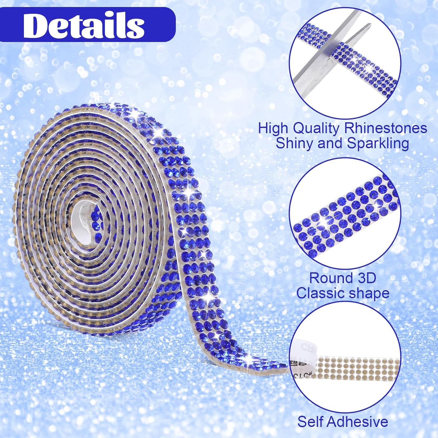 10 Rolls Self Adhesive Rhinestone Ribbon Crystal Diamond Tape Assorted Colors Rhinestone Strips for DIY Phone Car Rhinestone Hat Band Decorations Glitter Arts Crafts Sticker (Each Roll 1 Yard) - Multicolour 3 image number 2