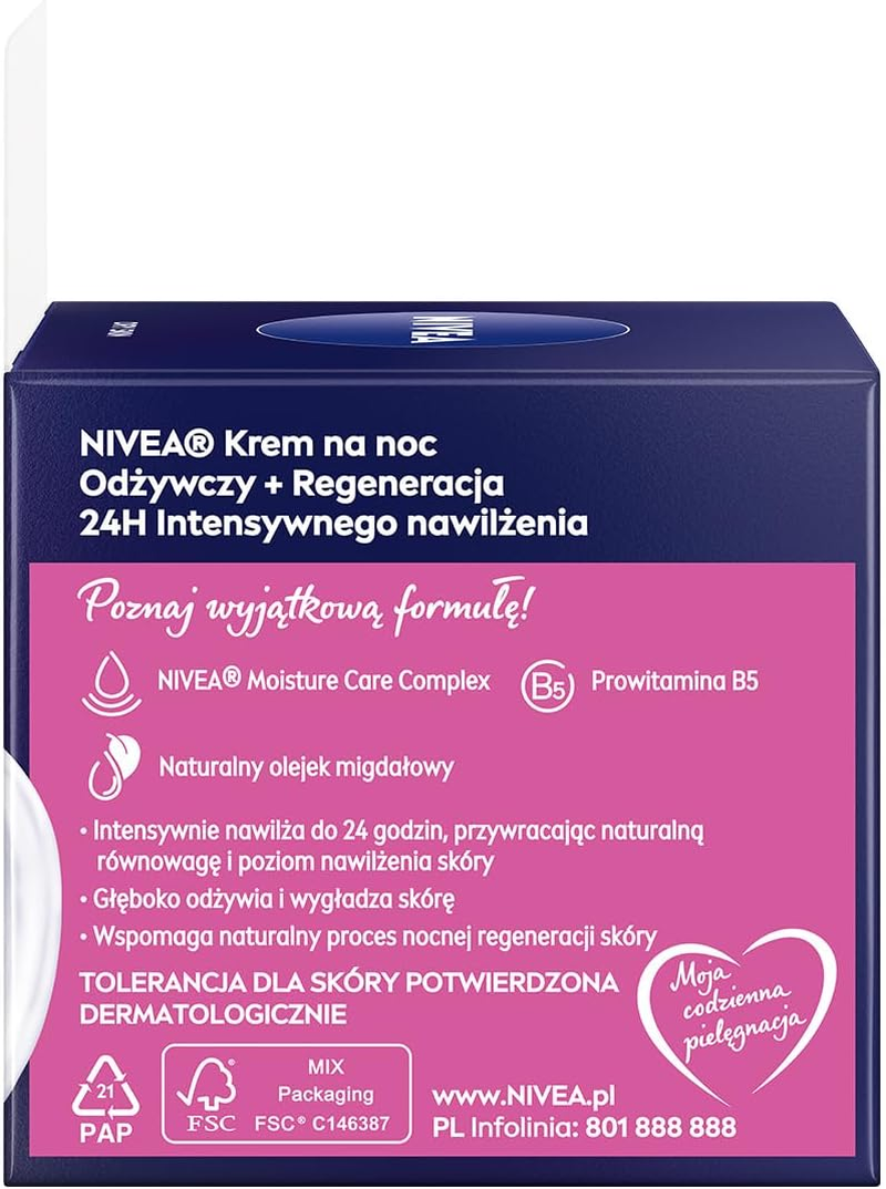NIVEA Nivea 24H Beiena + Regeneration Nutrient Cream Dry and Sensitive 50 Ml image number 3