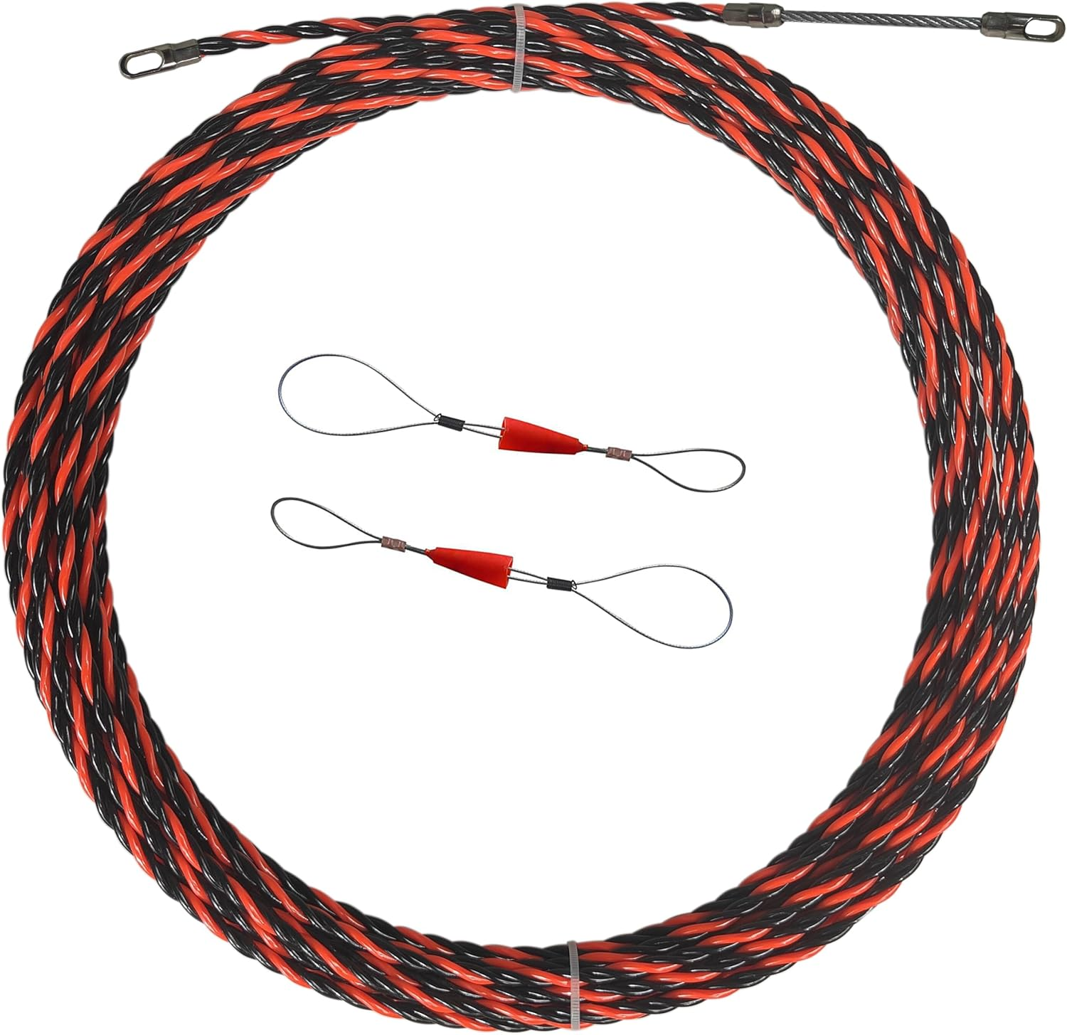 20M/65Ft Fish Tape Wire Guider Wire Threader Cable Puller for Electrical Wiring (20M Red+Black Diameter 5.5Mm) image number 1
