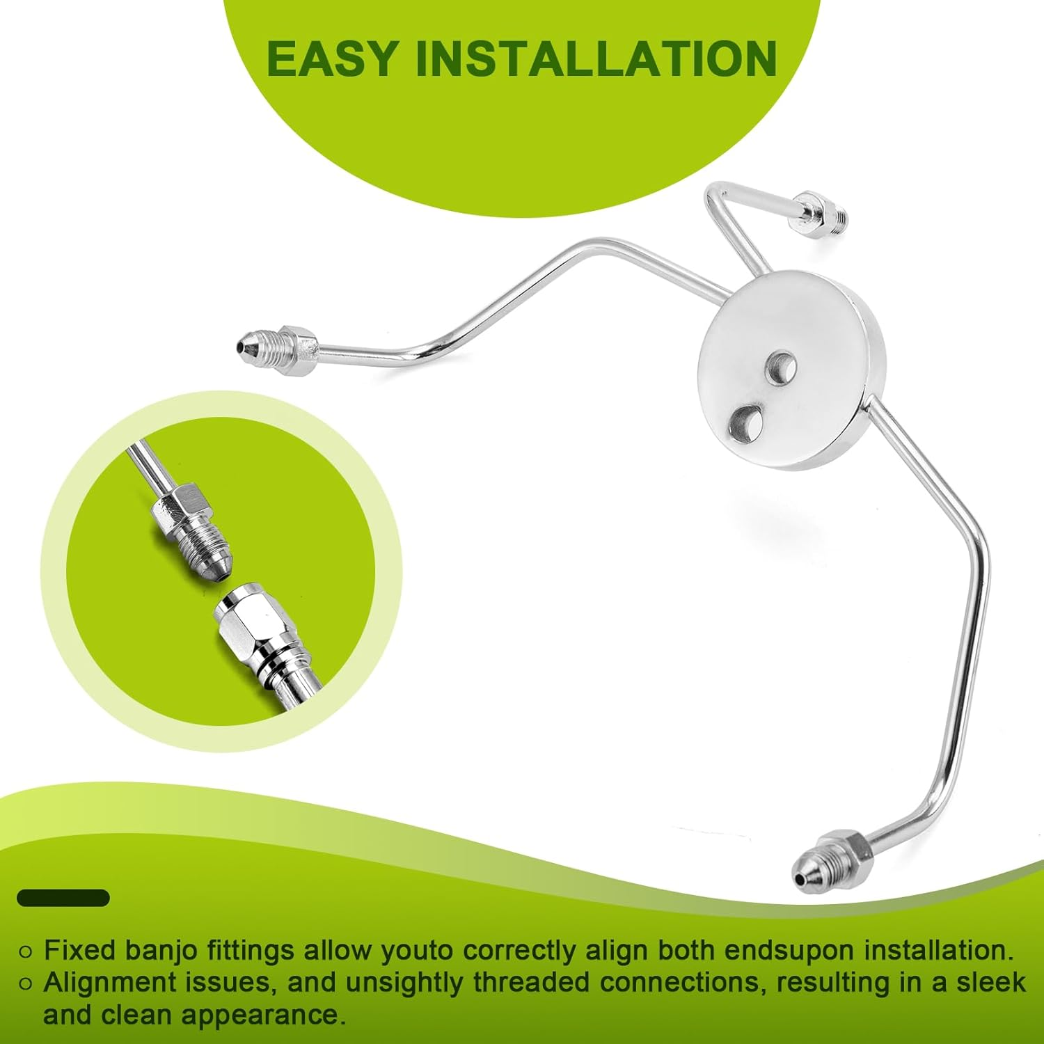 Mofun 51" Upper and Lower Hydraulic Brake Line Compatible with Harley Touring Road Glide Road King 1999-2007, Fit 12"-14" Handlebar, Chrome image number 6