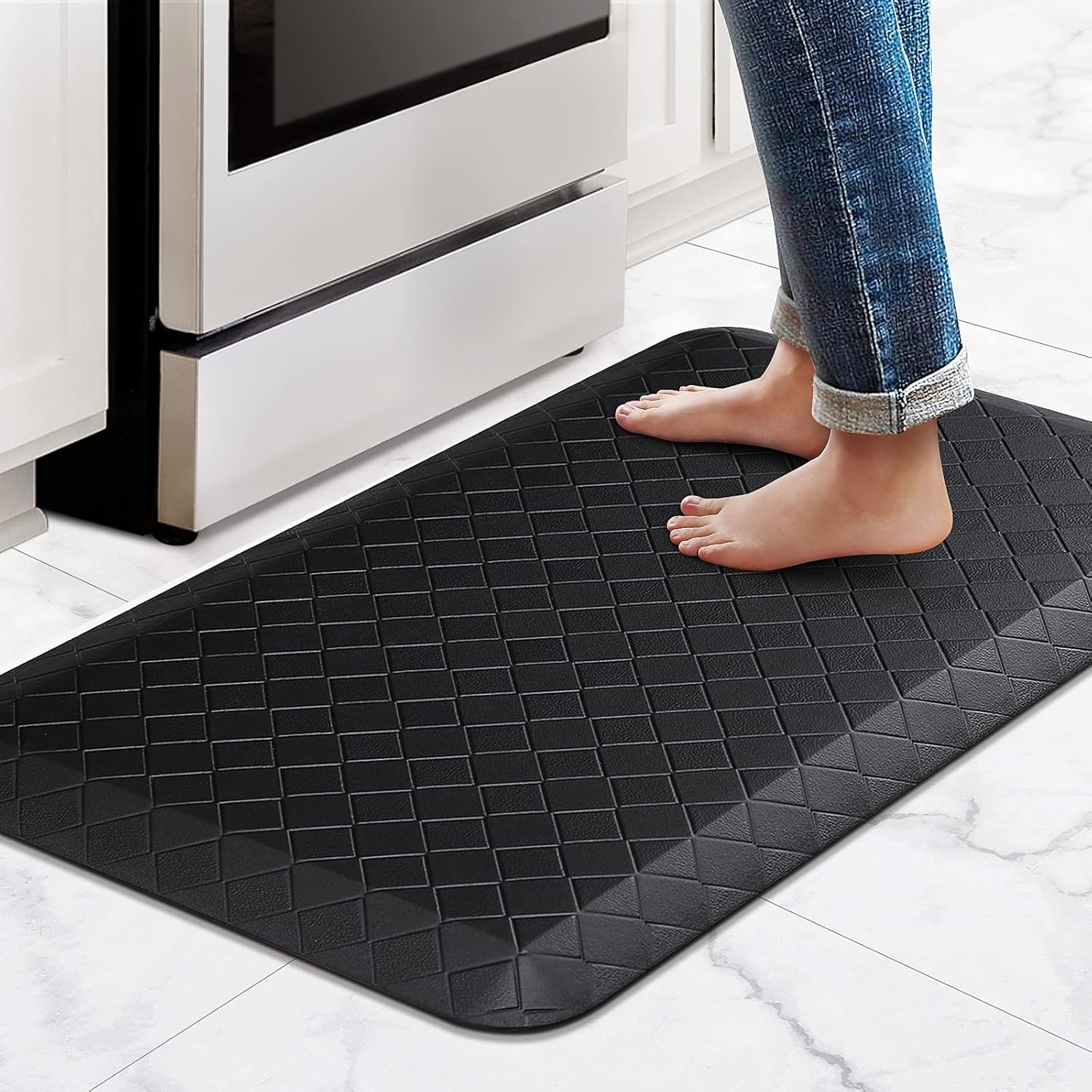 Happytrends Kitchen Mat Cushioned Anti-Fatigue Kitchen Rug,17.3"X39",Thick Waterproof Non-Slip Kitchen Mats and Rugs Heavy Duty Ergonomic Comfort Rug for Kitchen,Floor,Office,Laundry,Chocolate