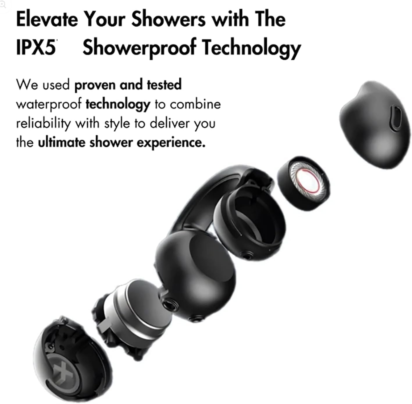 Sol Waterproof Earbuds, Shower Pods, Bone Conduction, Noise Canceling Sports Bluetooth 5.3 Ear Clip Earphones image number 2