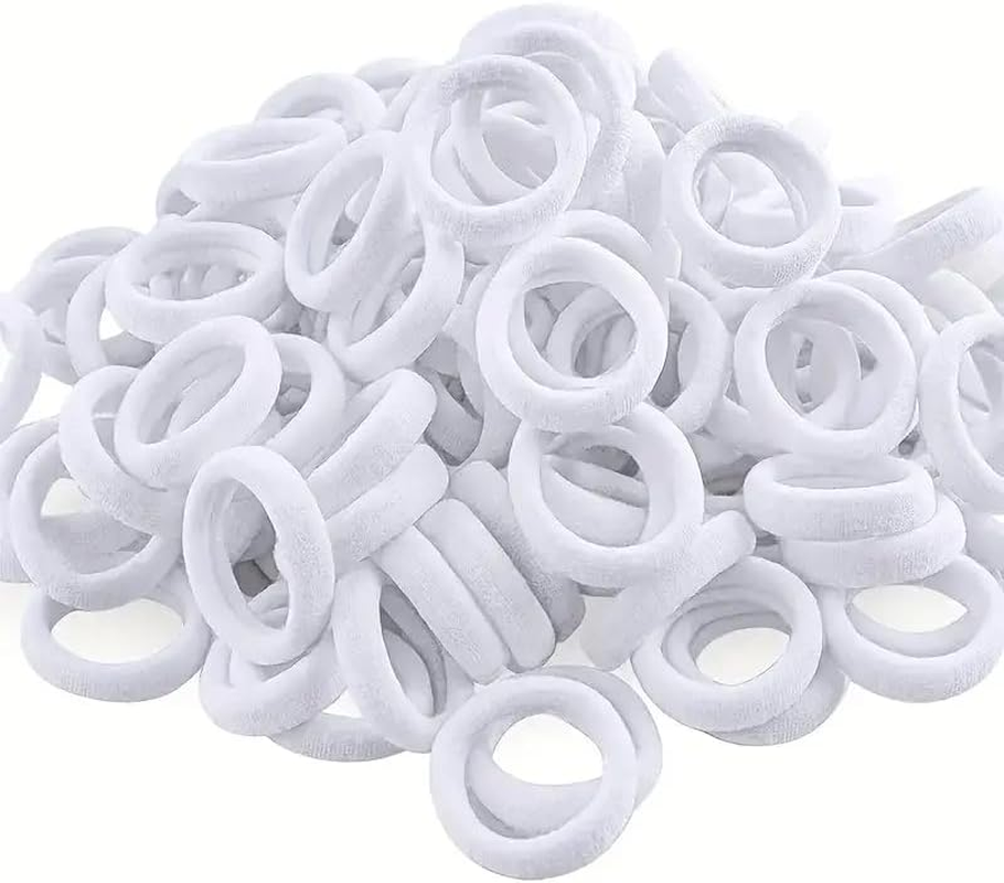 Lavema Hair Bobbles - Elastic Braid Holders in Coffee Tones - 4 Cm Diameter - Hair Friendly Hair Bands for Women & Girls (White Pack of 100)