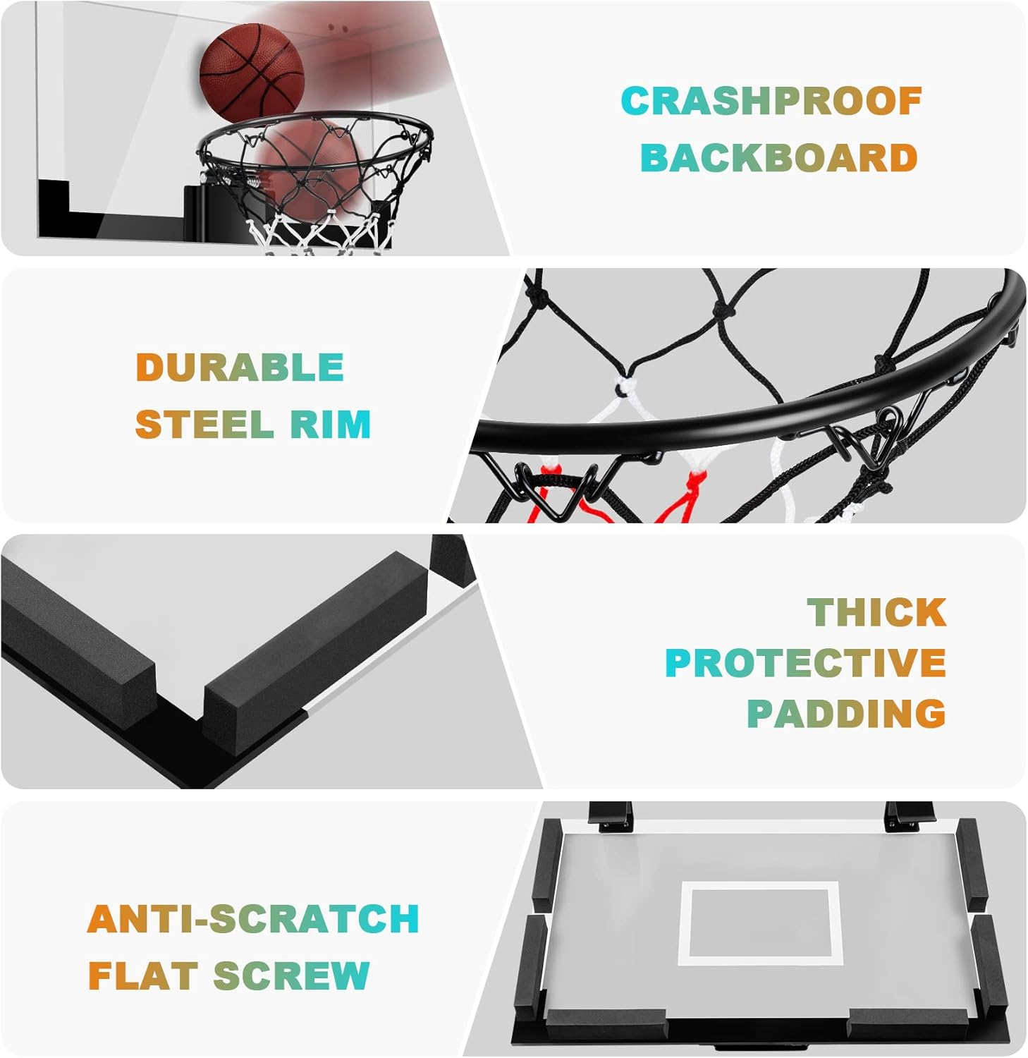 Indoor Basketball Hoop Sports Fan Backboards for Kids and Adults Door Room Basketball Hoop Mini Hoop with 3 Balls Basketball Toys for Boys Girls Adults