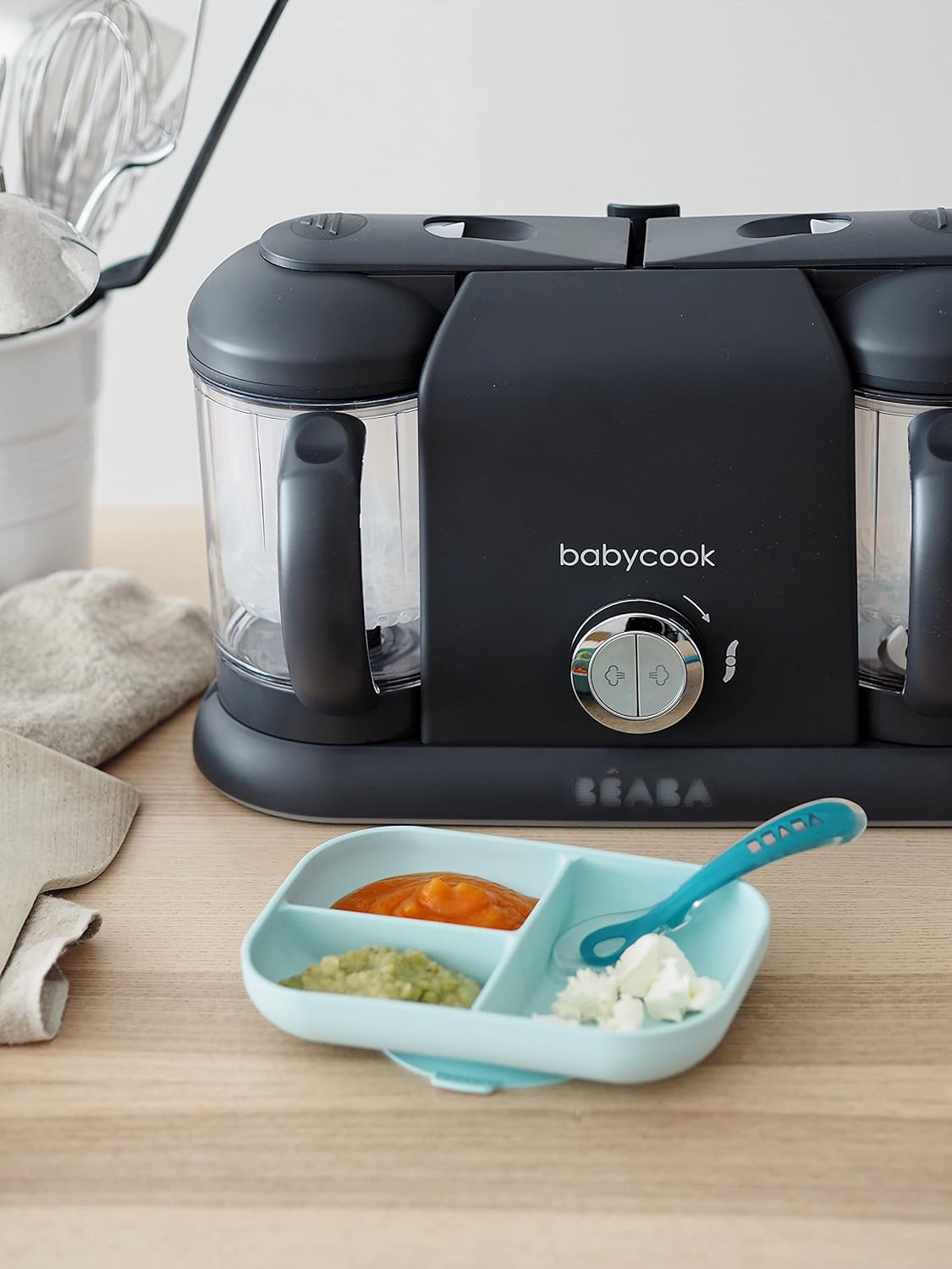 BEABA Divided Silicone Plate and Spoon Set, 2 Count, Blue image number 6