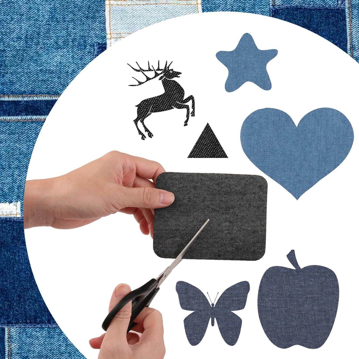 Versatile Iron-On Patches for Clothing Repair, 10PCS Set &ndash; Premium Denim Patches for Jeans, 9.5Cm X 12.5Cm, 5 Shades of Blue &ndash; Quick and Easy Fix for inside Jeans & Apparel Repairs image number 4