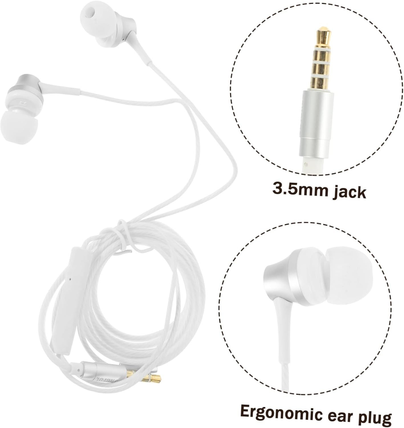 SEWACC -Ear Headphones Ergonomic Earbuds with 3.5Mm Jack and Strong Bass for Phone Laptop Tablet image number 4