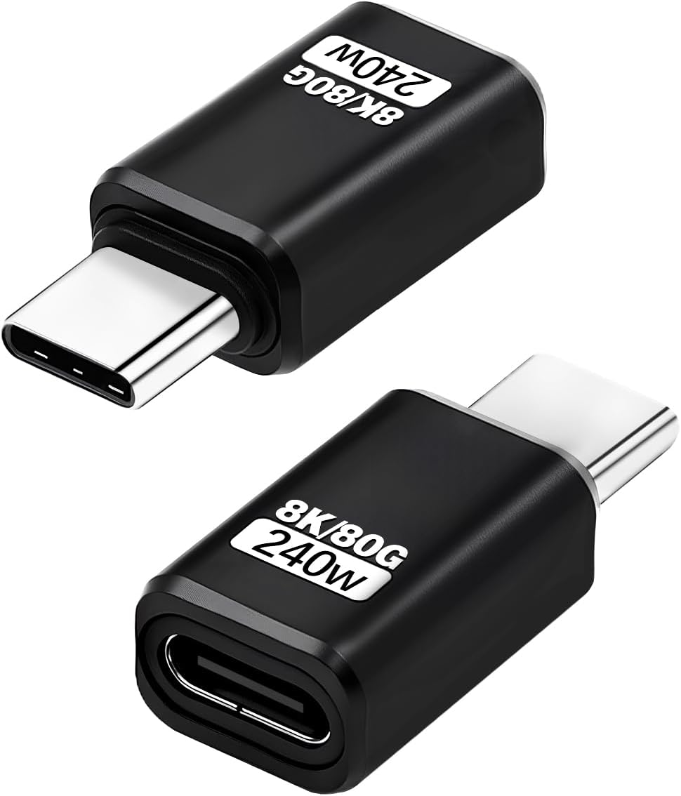 Duttek 80G 240W USB C Male to Female Adapter, USB C Extender Adapter Connector Compatible with Thunderbolt 5 Cable for Steam Deck, ROG Ally, Switch, Notebook, PC, Tablet, Phone 2 Pack image number 6