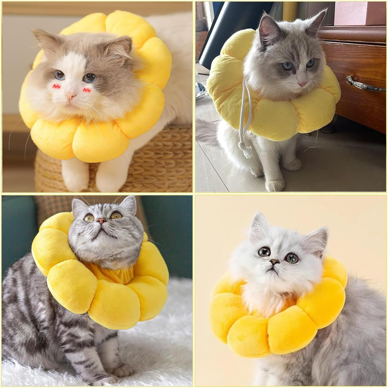 Cat Collar, Cat Collar, Adjustable Collar, Cat Collar for Cats, Small Dogs, after Surgery, Soft Sunflower Cat Recovery Collar, Collar Cone (S) image number 3