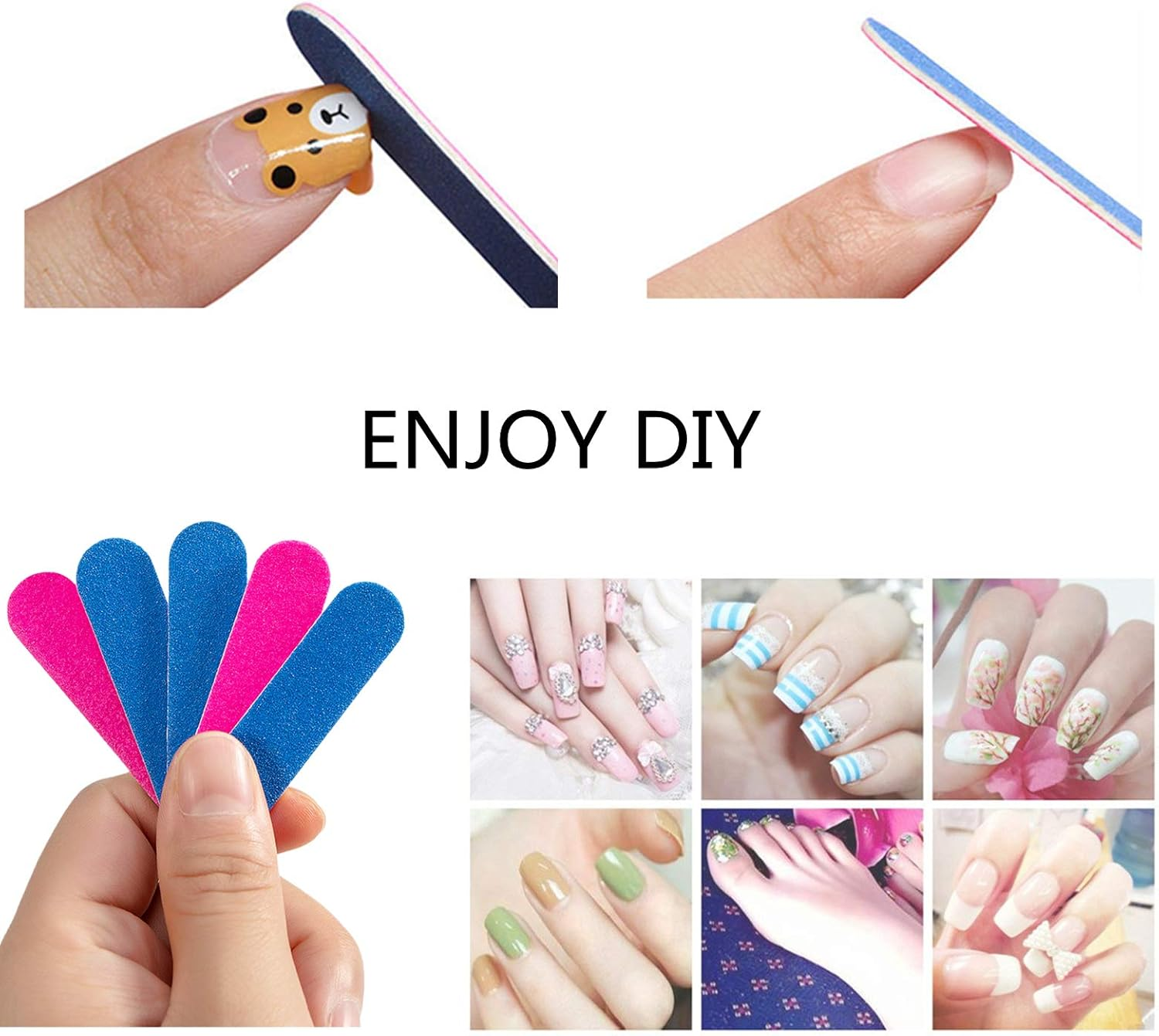 Transun Moo Mini Nail Files Bulk, 100 Pack 2 Inches Disposable Double Sided Emery Boards Manicure Pedicure Tools(1002) image number 2