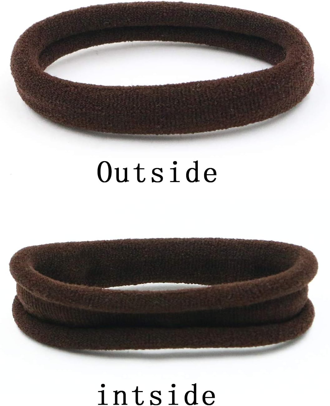HOYOLS 50 Pcs Soft Elastic Hair Ties, Large Nylon Fabric Ponytail Holder Bands for Thick Heavy Curly Hair Seamless Scrunchies Headbands No Slip No Damage (Espresso) - Espresso image number 5
