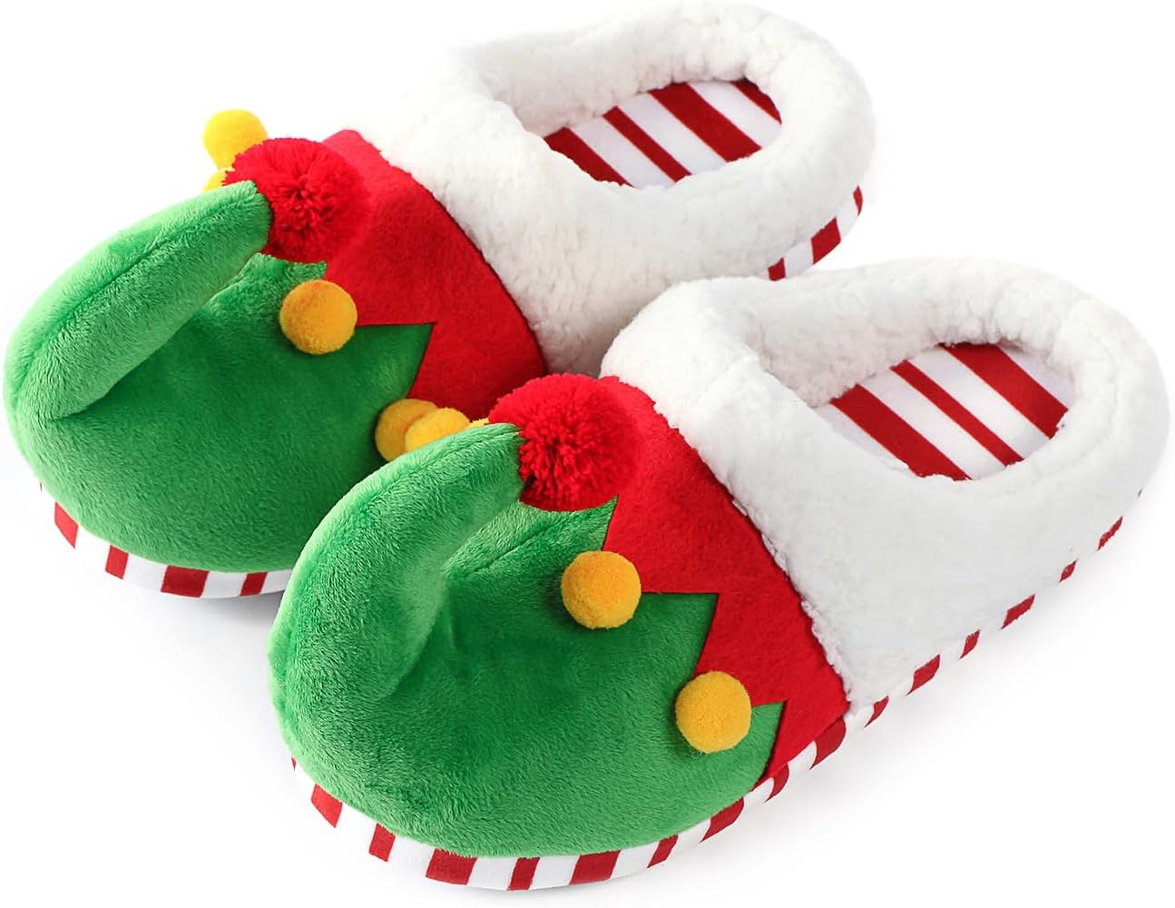 Christmas Slippers for Women Men Elf Shoes Furry Home Nonslip Slippers Comfy Bedroom Christmas Slippers Indoor Outdoor Shoes