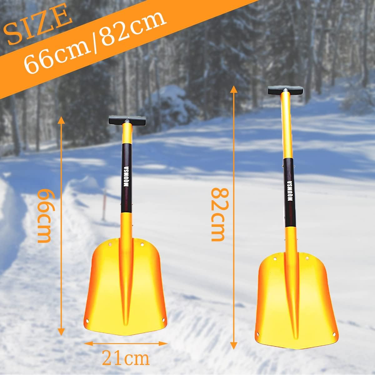 KAMINUO Portable Colorful Telescopic Aluminum Car Adjustable Extended Edition Snow Shovel (Golden) image number 3