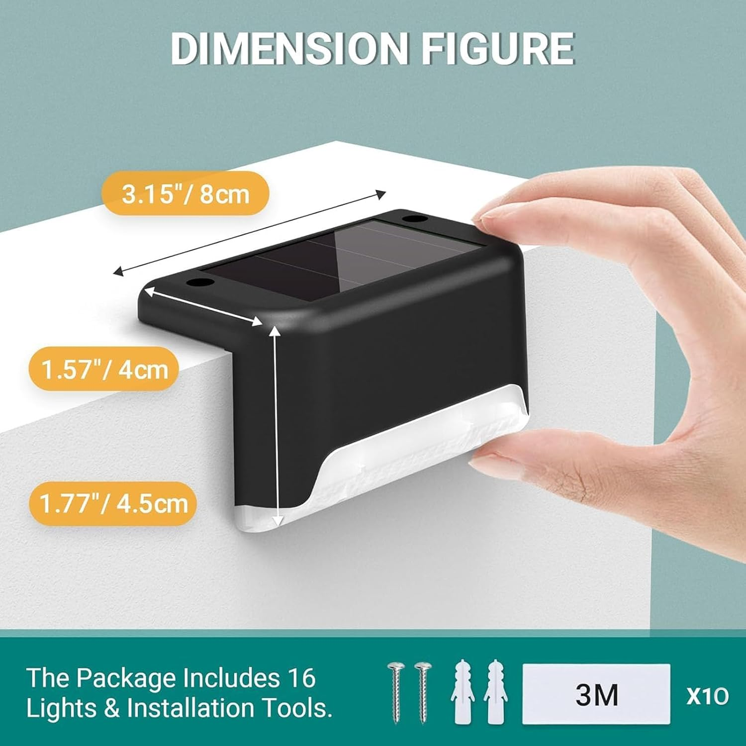 10 Pcs Solar Deck Lights, LED Waterproof LED Solar Step Lights Lamp Outdoor Lighting for Stair, Deck, Patio, Yard, Pathway, Fences, Driveway and Porch Railing (Color Light) - Color image number 6