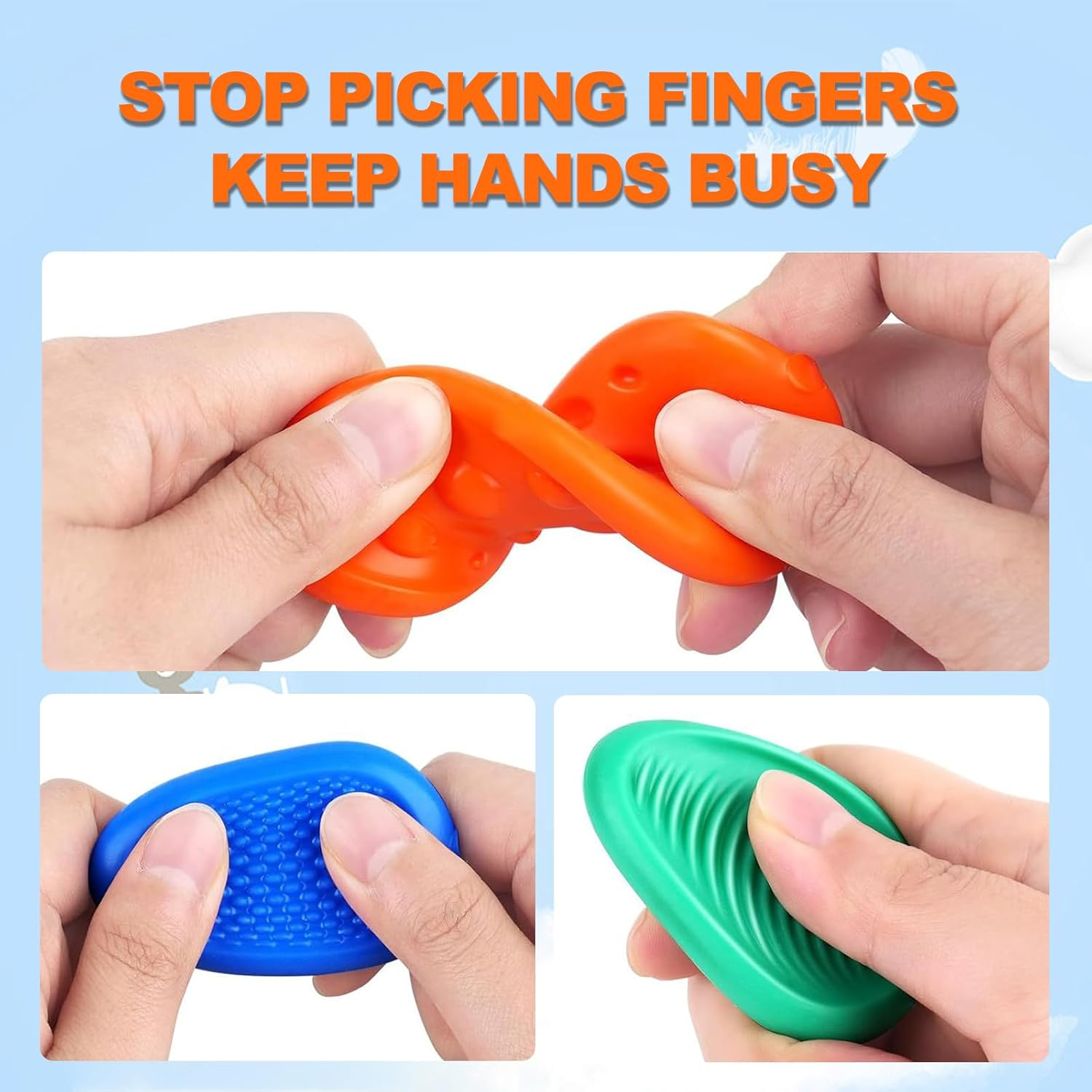 6-Pack Fidget Toys, Adult Child Sensory Toys, Soft Texture Fidget Toy for Adult Student Student Anxiety Relief image number 3