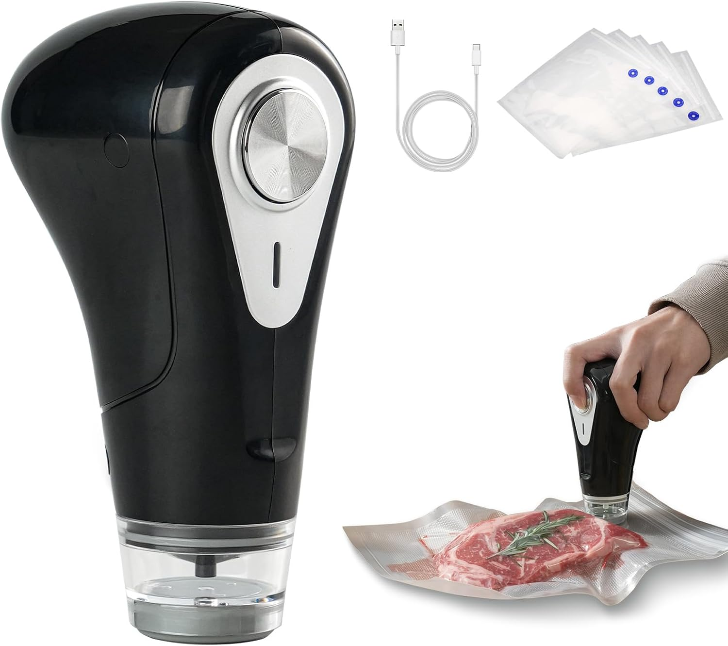 Vacuum Sealer by Vesta Precision - Handheld Vac 'N Seal | Extends Food Freshness | Fast and Powerful Vacuum | Compact Design | Long Battery Life | Works with Vacuum Bags, Bottles and Canisters image number 3