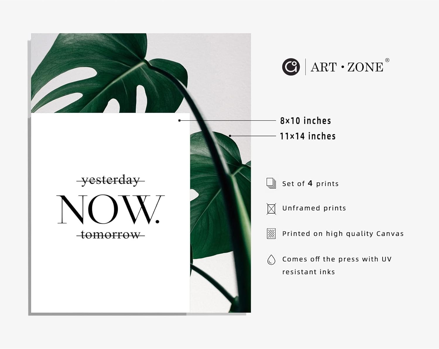 Plant Leaf Posters Botanical Prints Canvas Green Wall Art Paintings Boho Wall Decor Wall Art for Living Room Decor for Bedroom Aesthetic Poster Artwork(Set of 4Pcs)-Unframed-8"X10"Inch (Option 1) image number 1