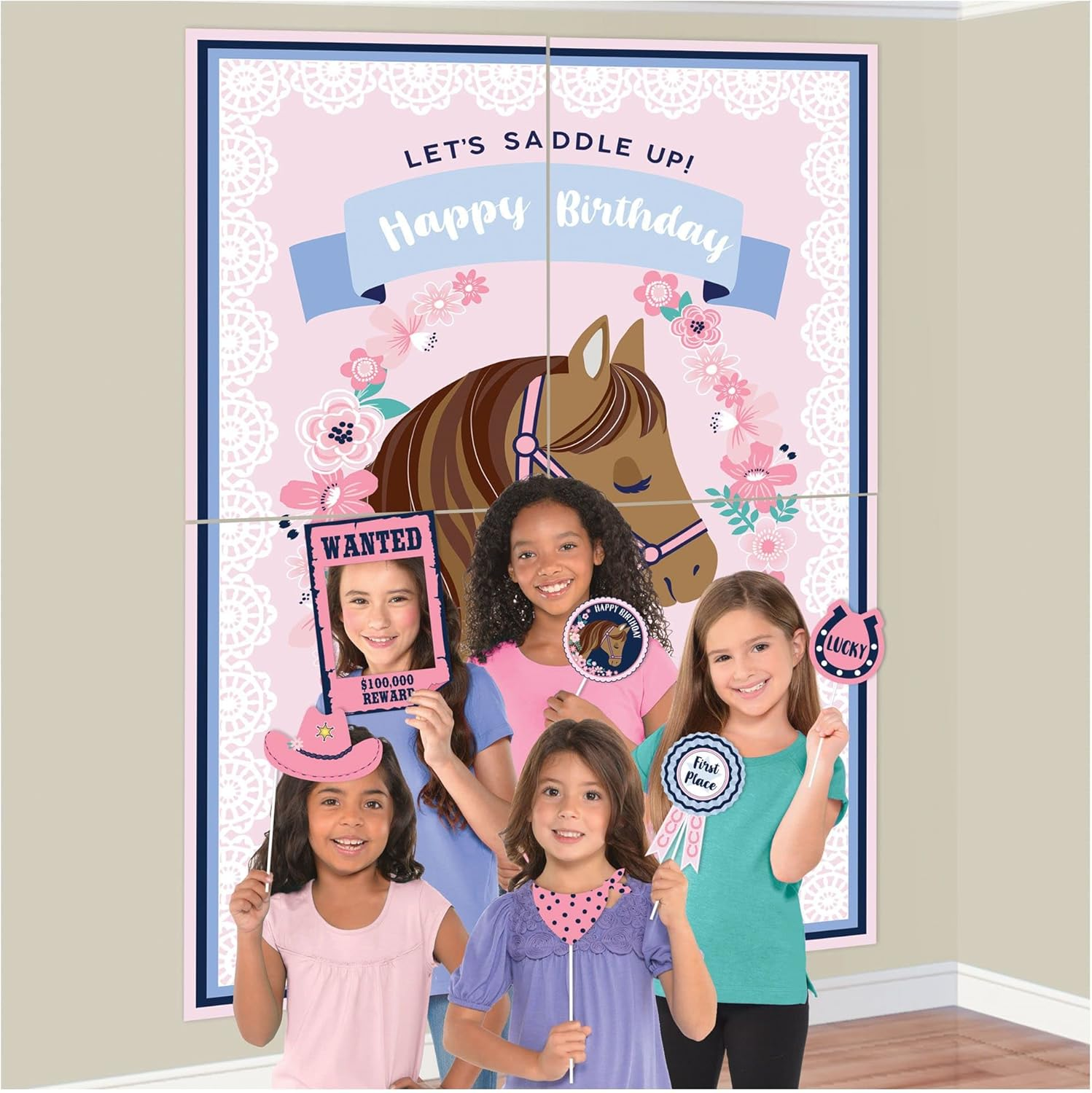 Amscan Peppa Pig Confetti Party Scene Setter with Photo Props