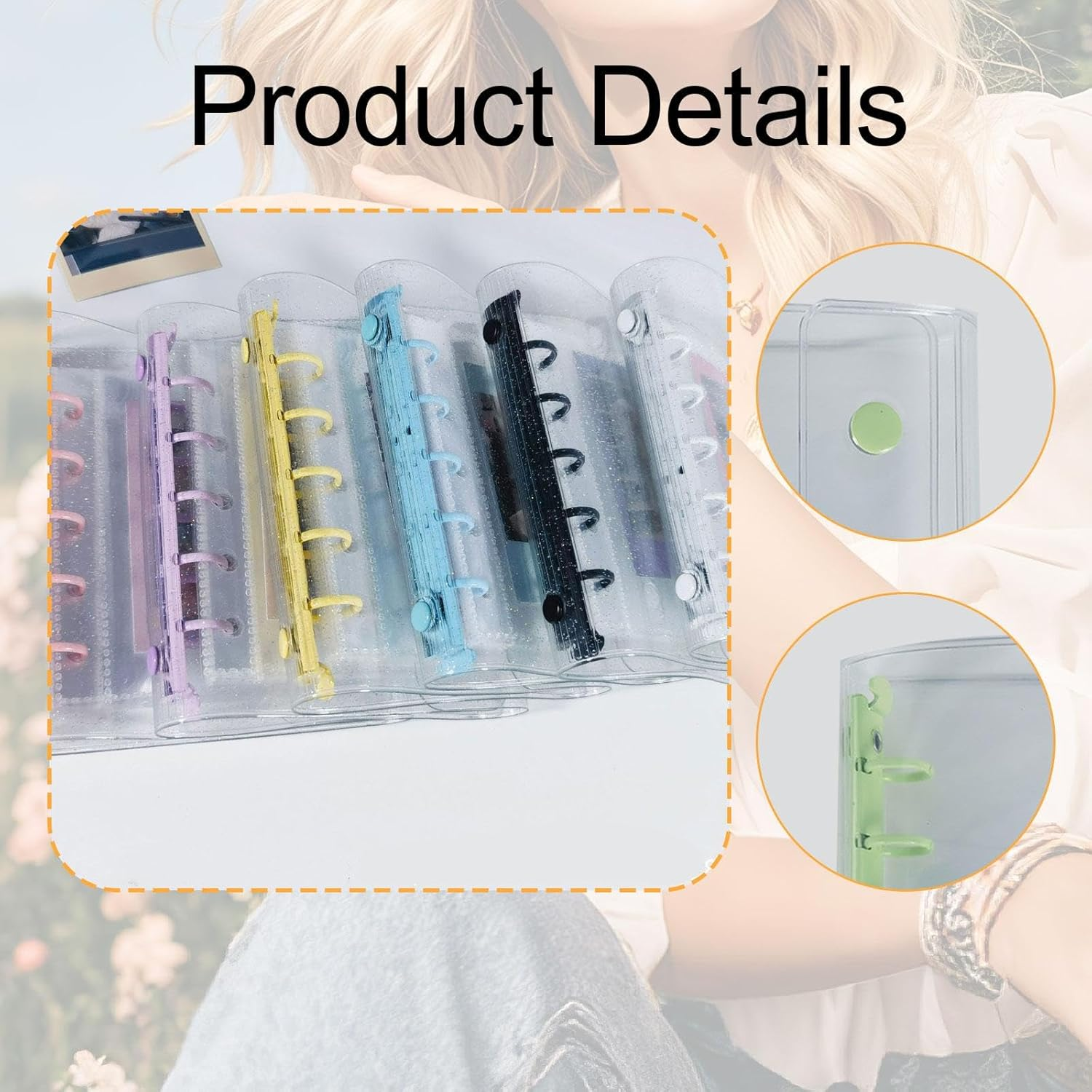 Binder Notebook Covers with Blank Inner Papers 5 S Protector Clear round Binder Cover for Travel Vacation Pictures, Green - Blue image number 5