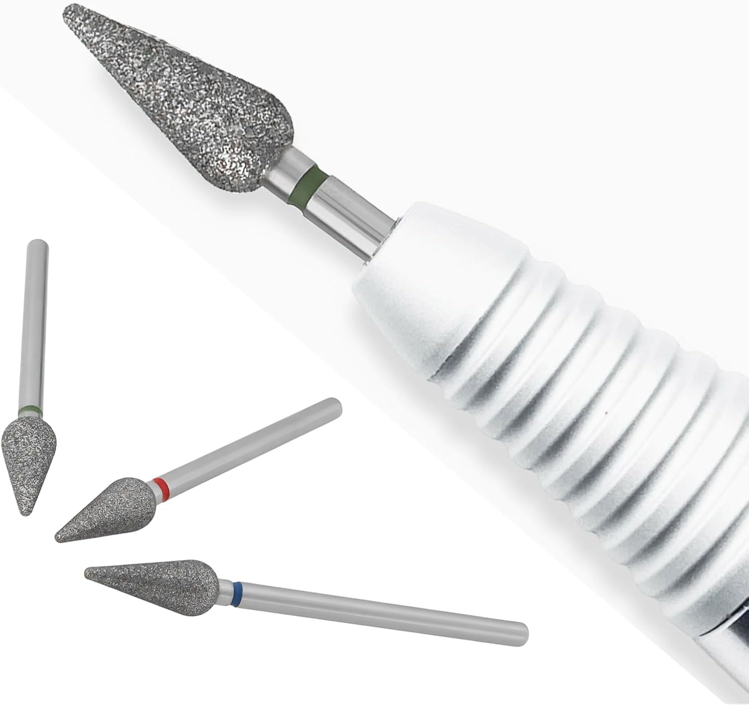 LT Easiyl 3Pcs 2.35Mm Cone Cuticle Diamond Drill Bit Fine Medium Coarse for Nail Drill Nail Polishing image number 2