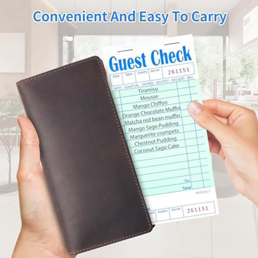 Zicojia 5 Pack Guest Check Books Green Waiter Checkbook Restaurant Order Pad 50 Sheets/Pack image number 4