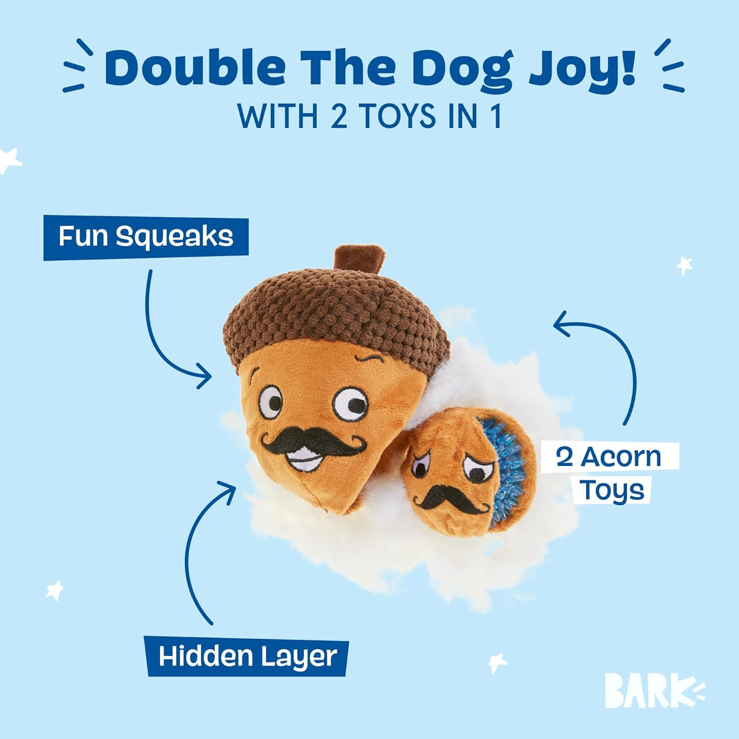 Barkbox Monsieur Acorn for Medium to Large Dogs, Plush, Bonus Free Toy within a Toy image number 3