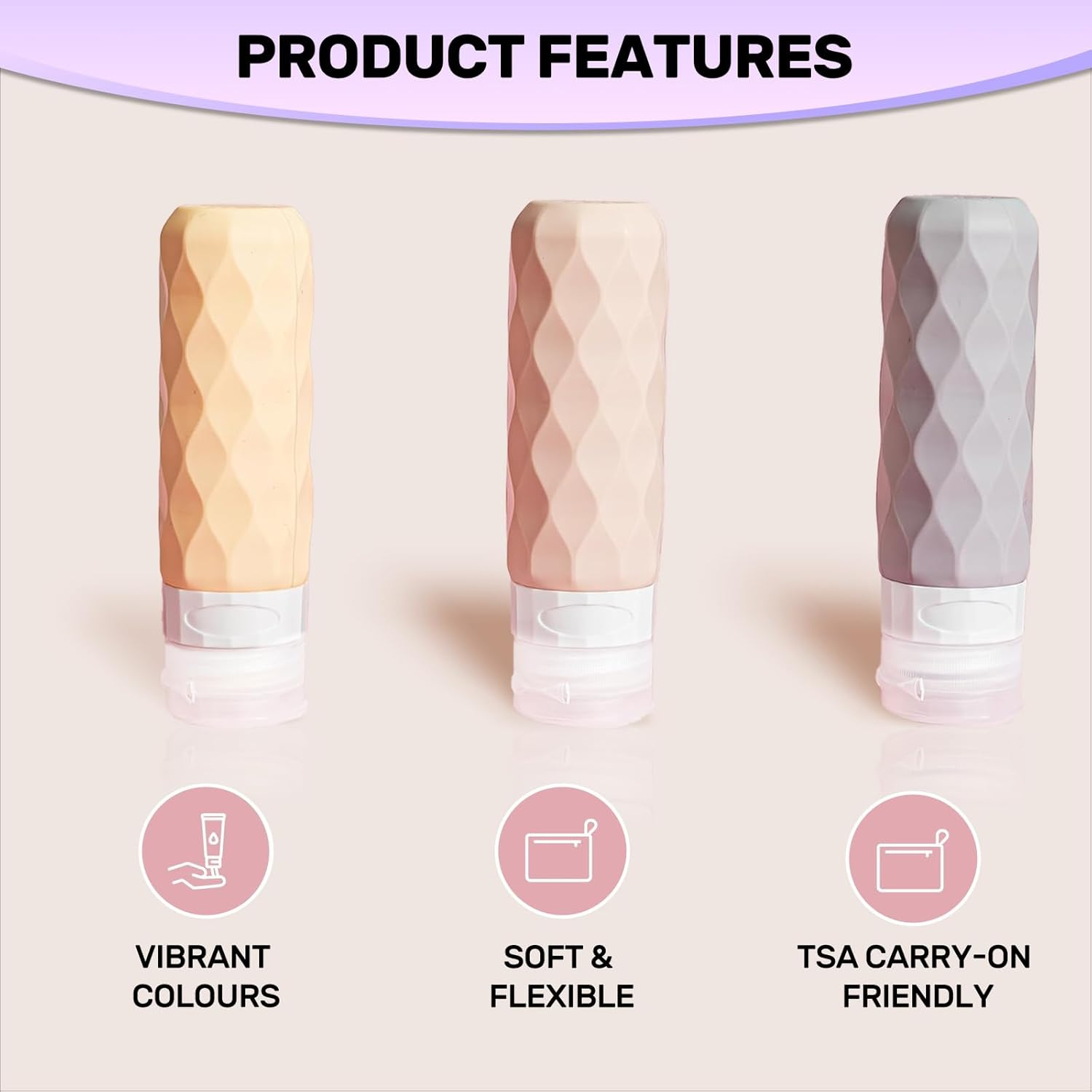 Rhoyee Leak Proof Silicone Travel Bottles for Toiletries 4PCS TSA Approved Refillable Travel Size Containers for Shampoo Conditioner Lotion for Business Travel Holidays Students and Moms image number 1