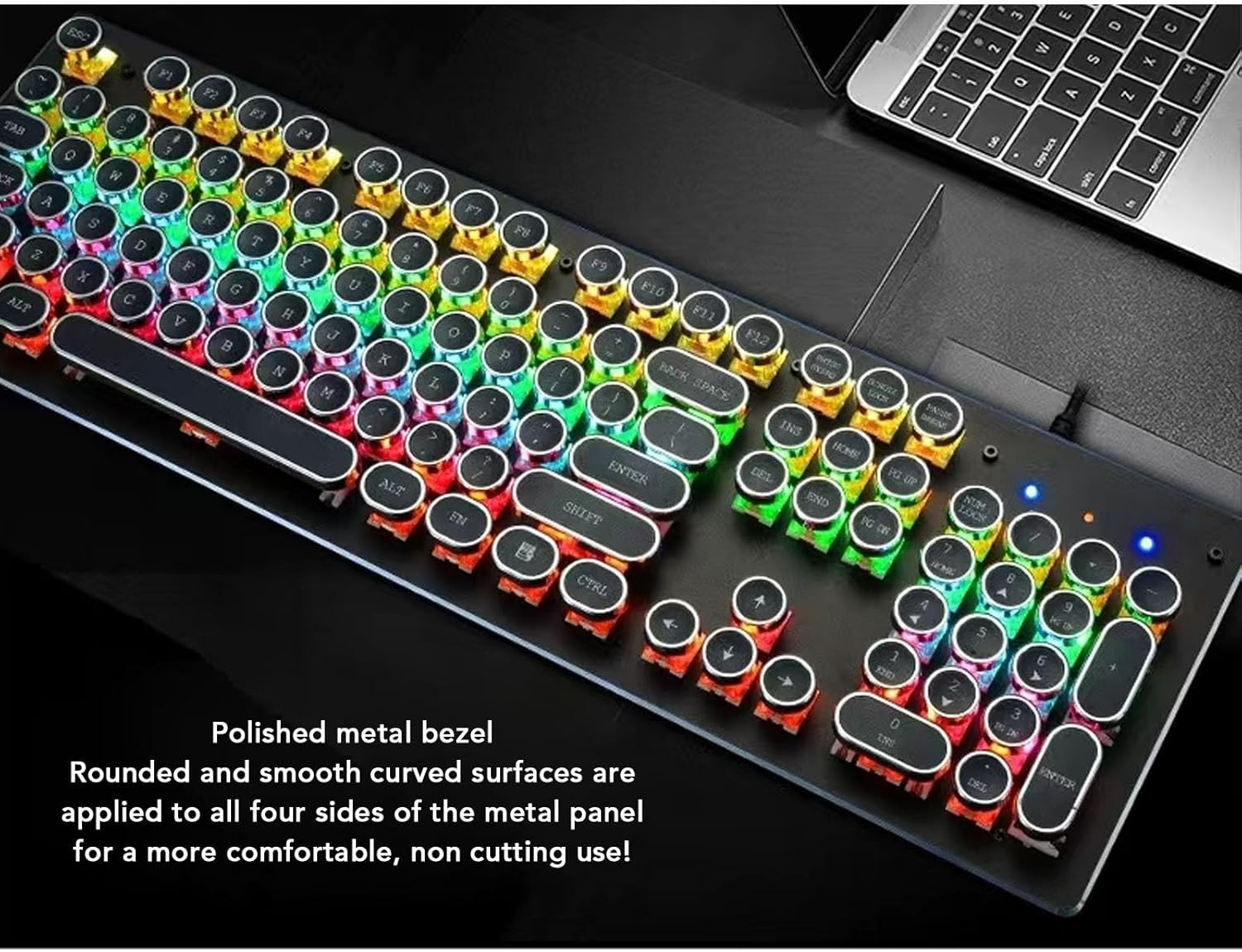104 Keys RGB Mechanical Gaming Keyboard, Backlit USB Wired Keyboard with Blue Switch, Computer Keyboard for Desktop PC (Black) image number 3