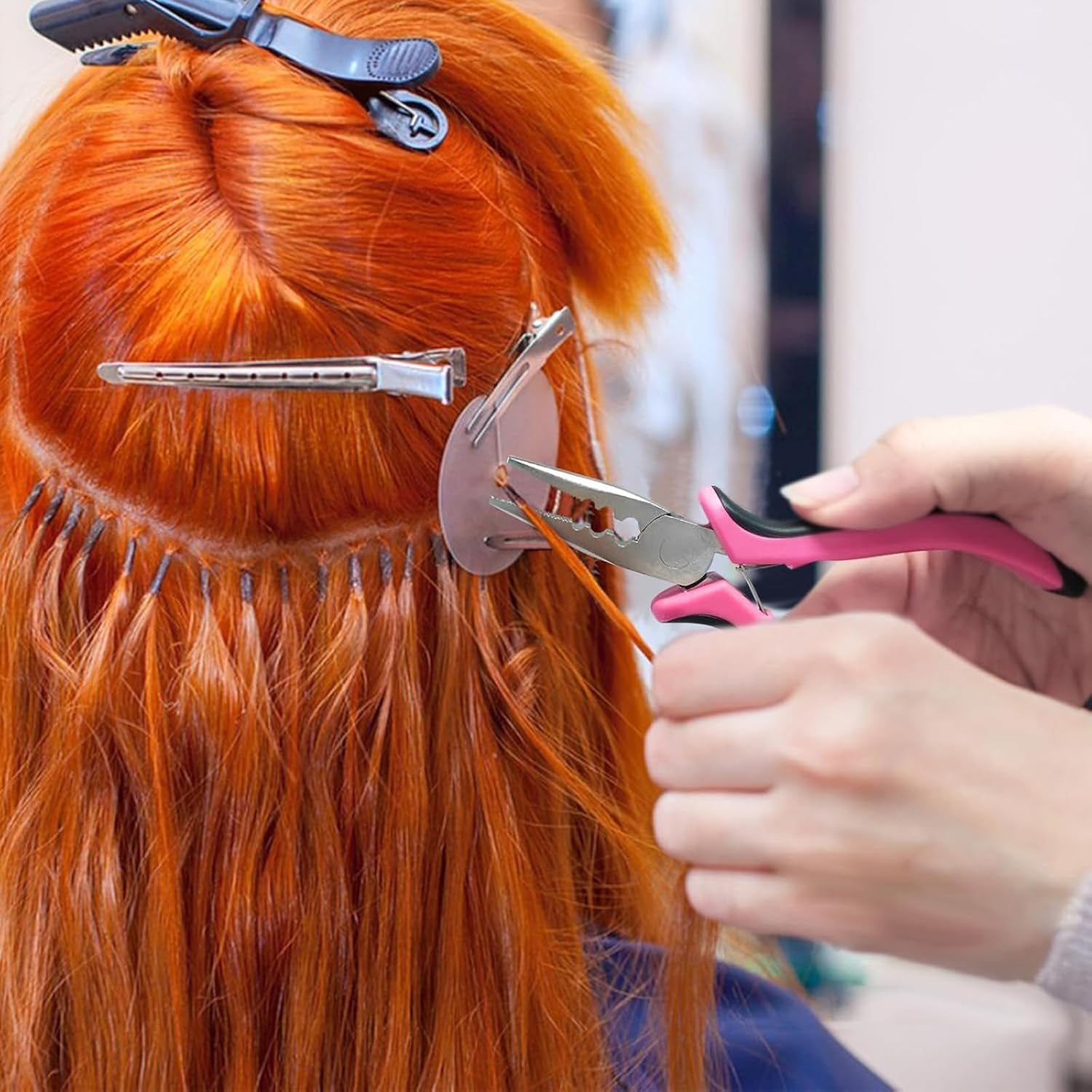 Hzqzaoan Hair Extension Pliers for Removal &ndash; Professional Hair Extensions Kit Tools with Loop Threader for Micro Rings & Nano Beads | 3-Hole Hair Extension Pliers, Hair Tools for Stylists image number 1